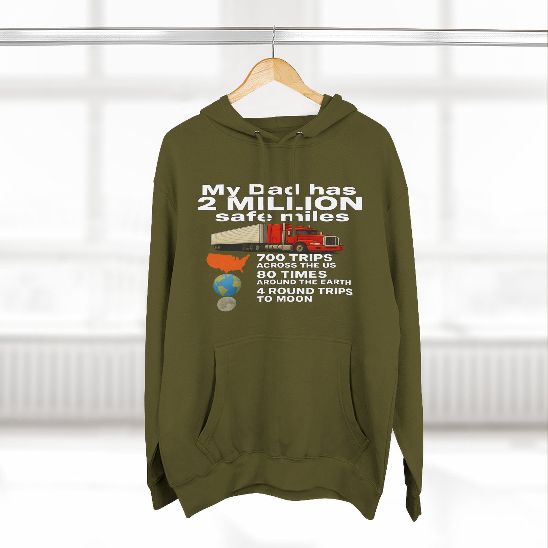 Dad 2 Million Safe Miles Three-Panel Fleece Hoodie