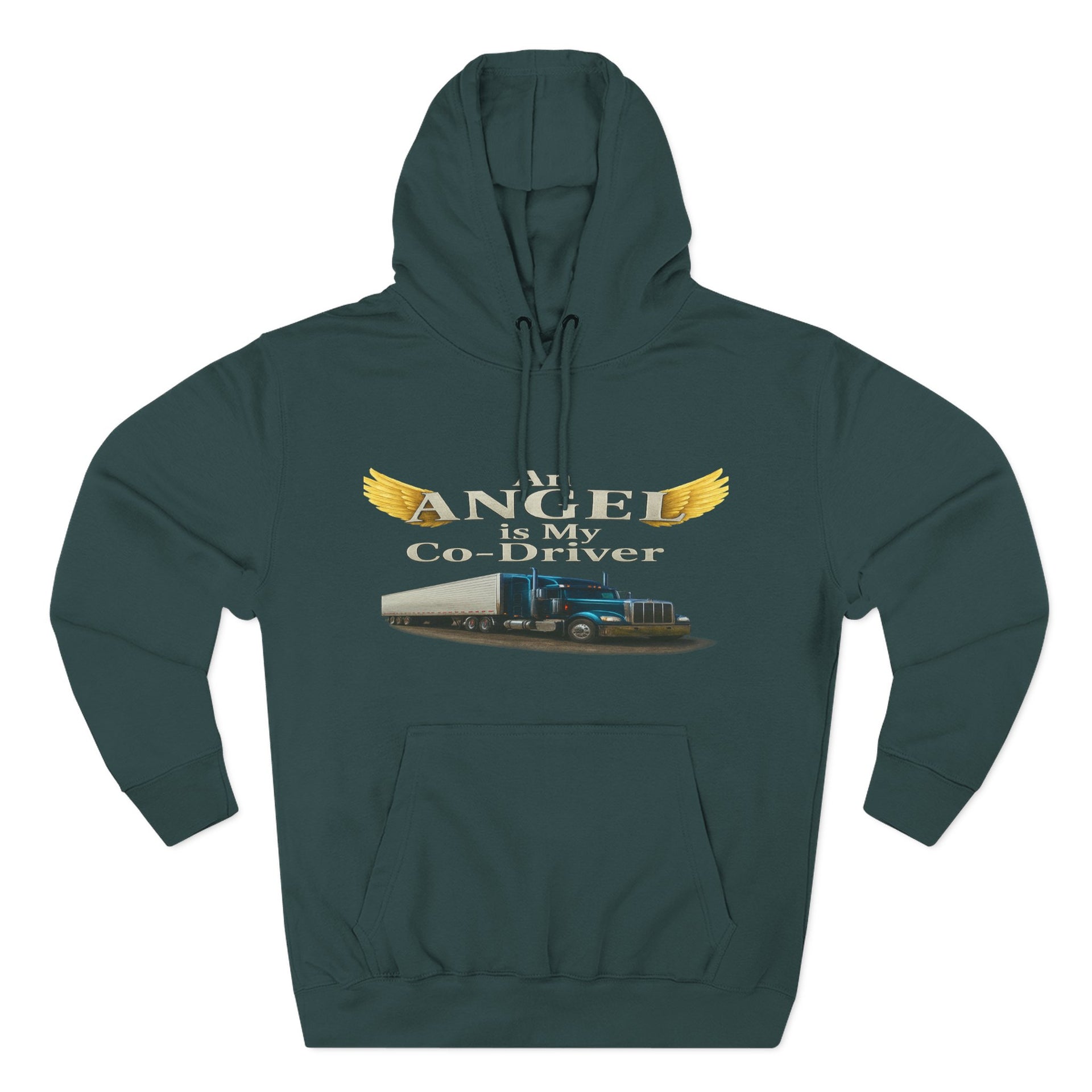 Hoodie - 'An Angel Is My Co-Driver' Trucker Tribute Fleece Hoodie