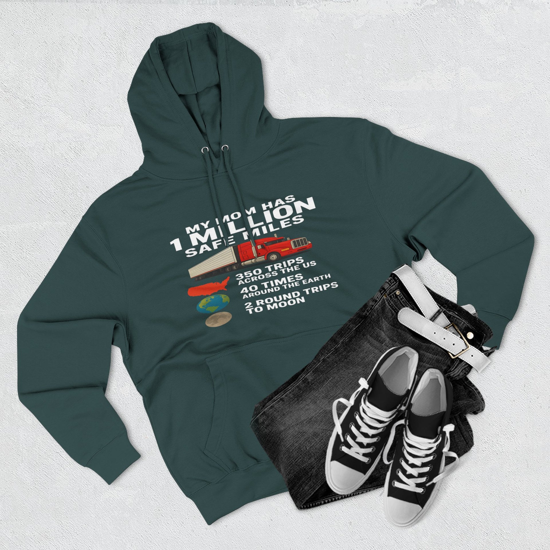 My MOM has 1 million safe miles Three-Panel Fleece Hoodie