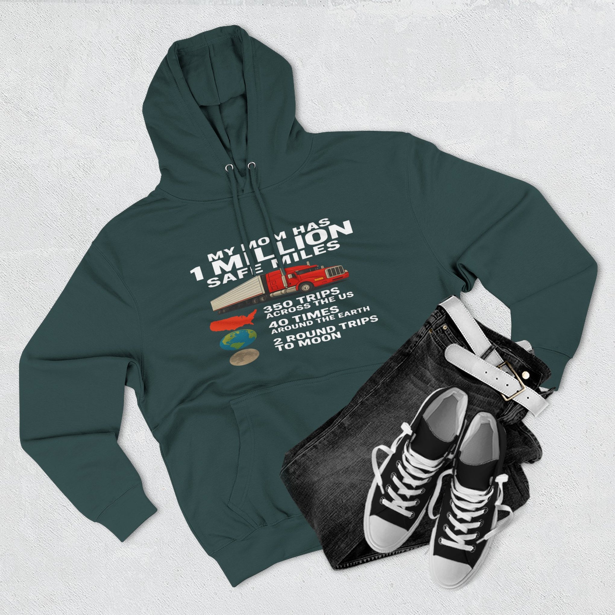 My MOM has 1 million safe miles Three-Panel Fleece Hoodie