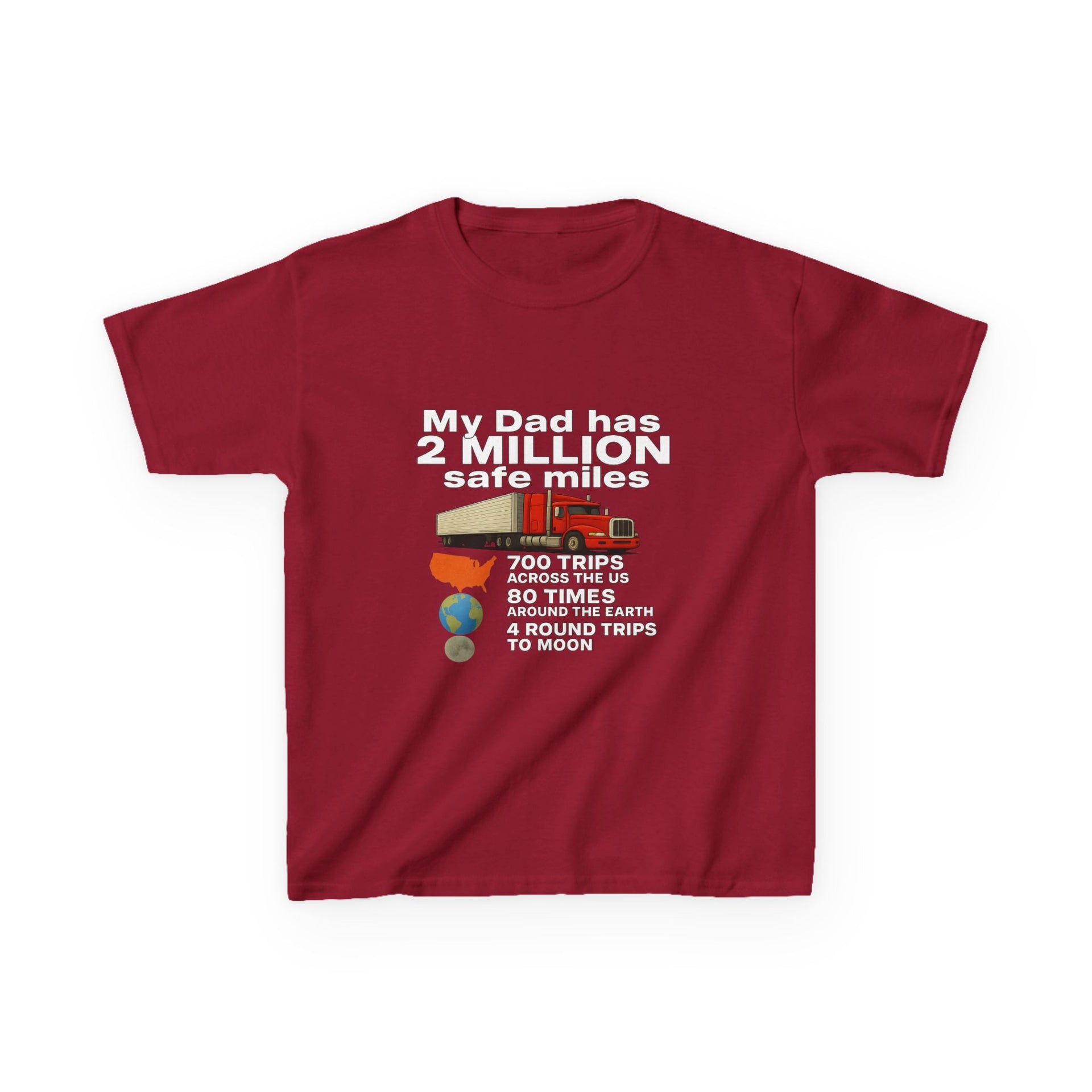 Kids Tee — "My Dad Has 2 Million Safe Miles" Funny Road Trip Travel Shirt