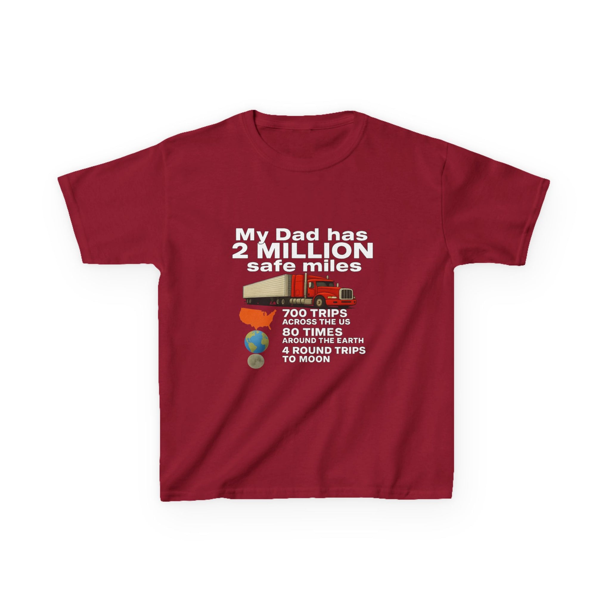 Kids Tee — "My Dad Has 2 Million Safe Miles" Funny Road Trip Travel Shirt