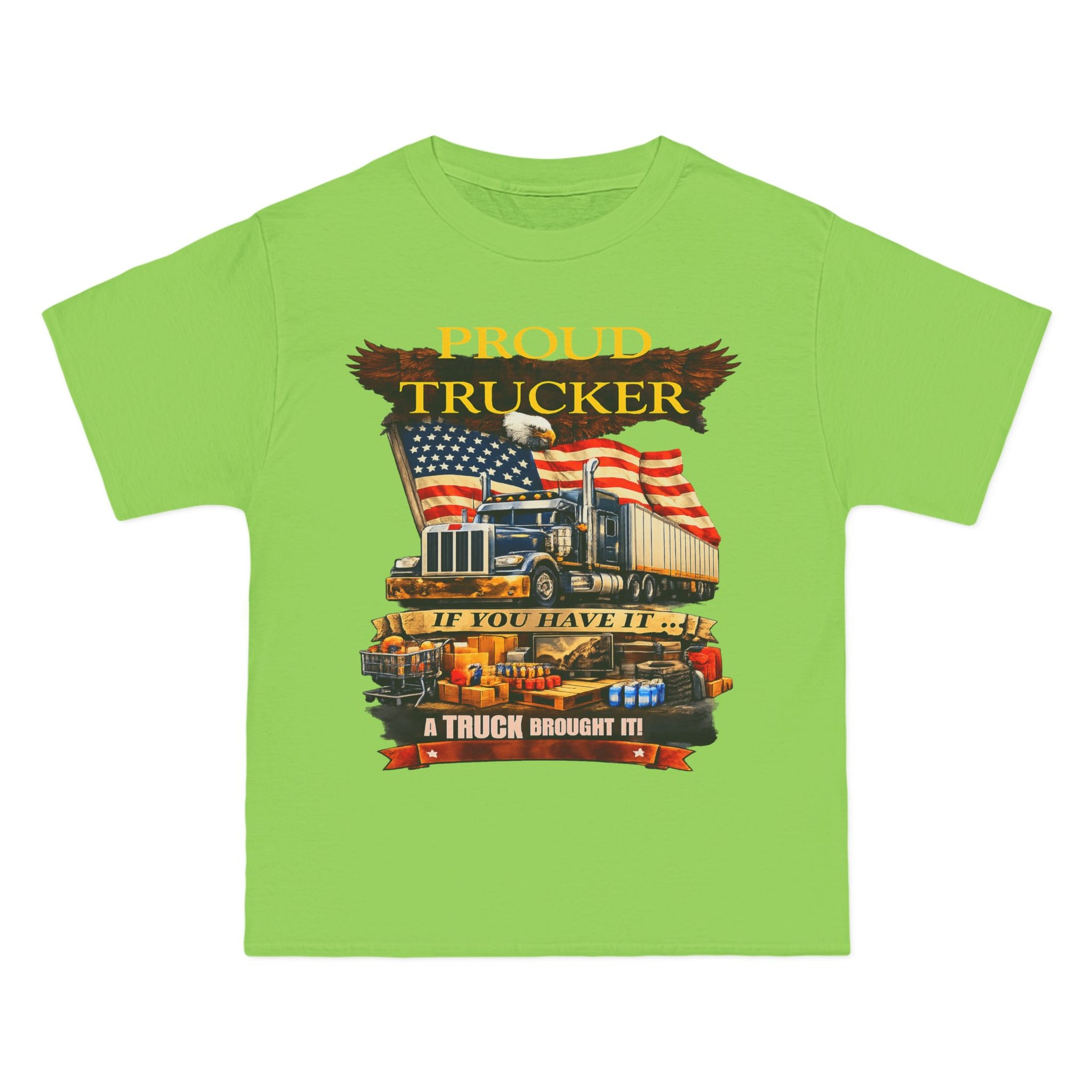 Big an Tall - "Proud Trucker" American Flag Semi Truck Graphic