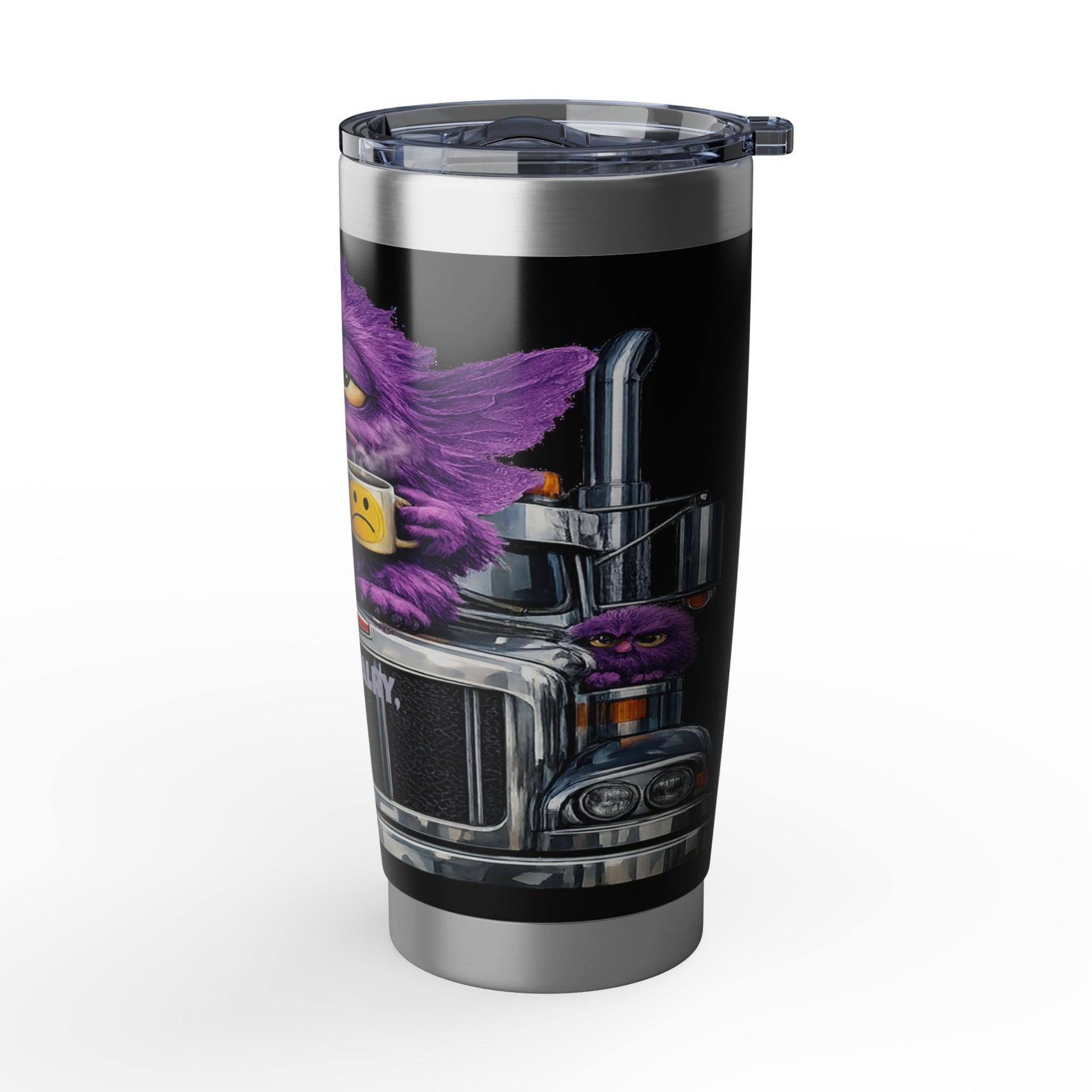 20oz Insulated Tumbler — Purple Grumpy Monster "Happiness Fairy" Travel Mug