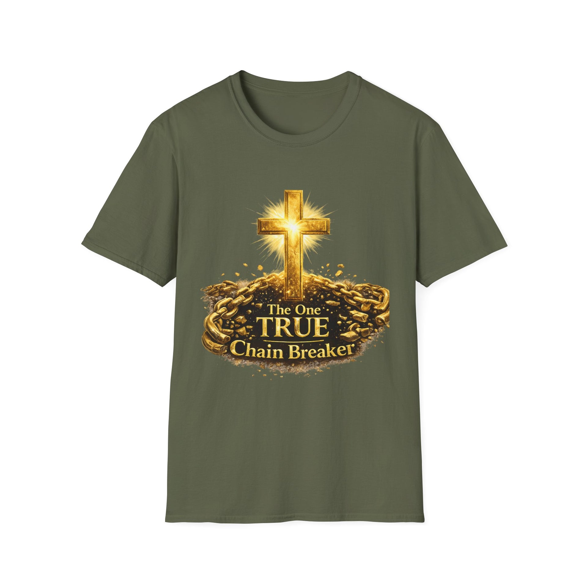 Chain Breaker Cross T-Shirt — "The One True Chain Breaker" Christian Faith Tee