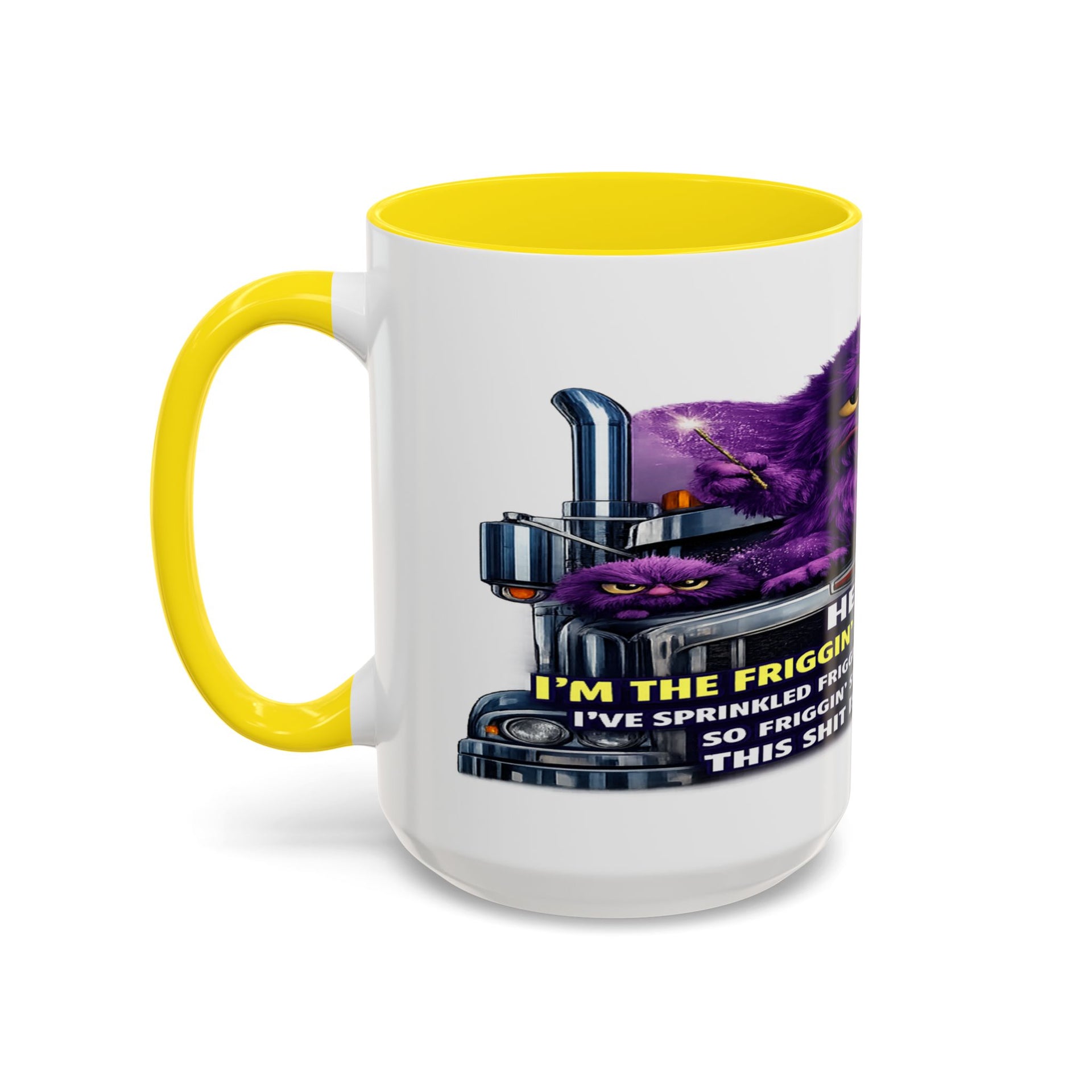Purple Grumpy Monster Coffee Mug – Funny Truck Driver Gift (11oz & 15oz)