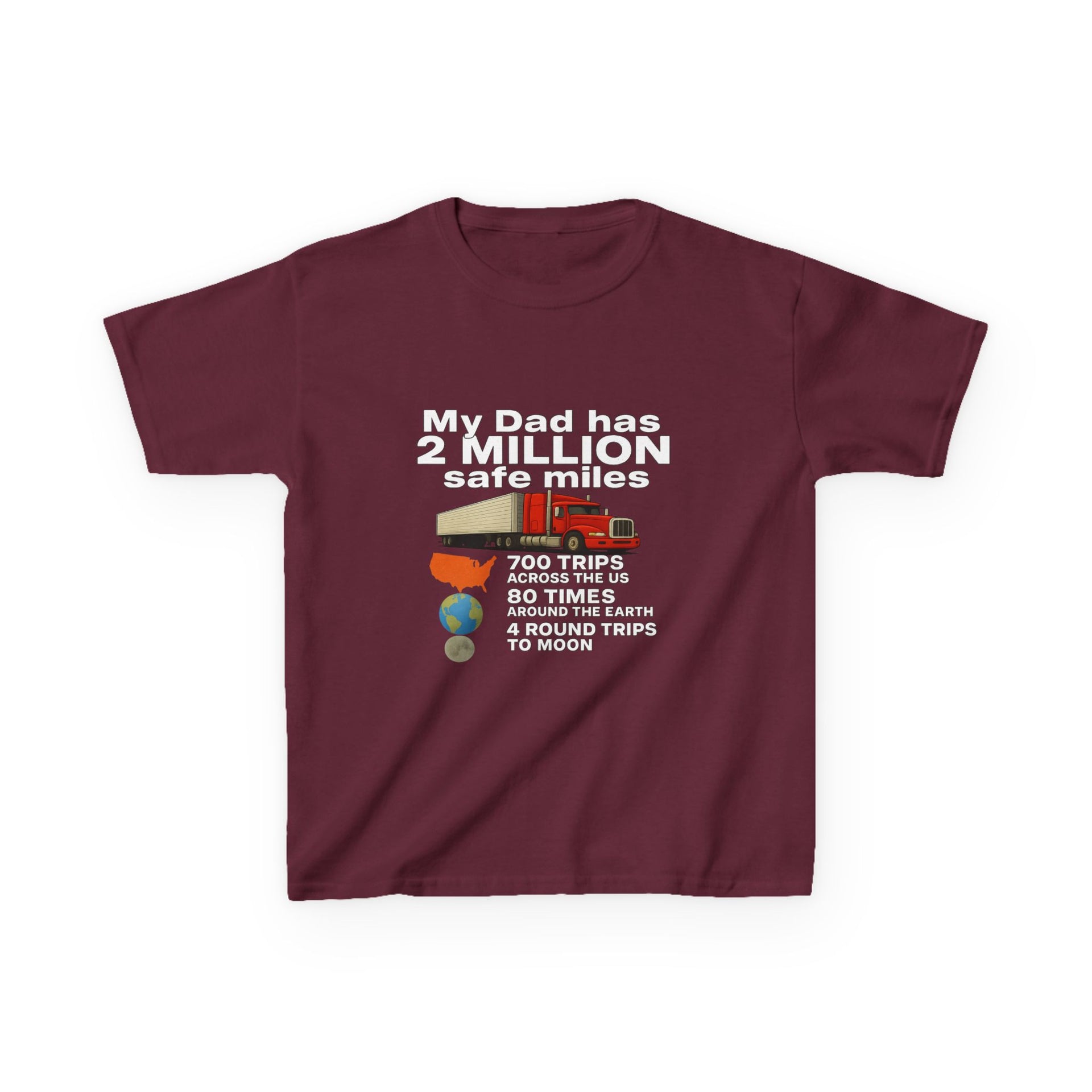 Kids Tee — "My Dad Has 2 Million Safe Miles" Funny Road Trip Travel Shirt