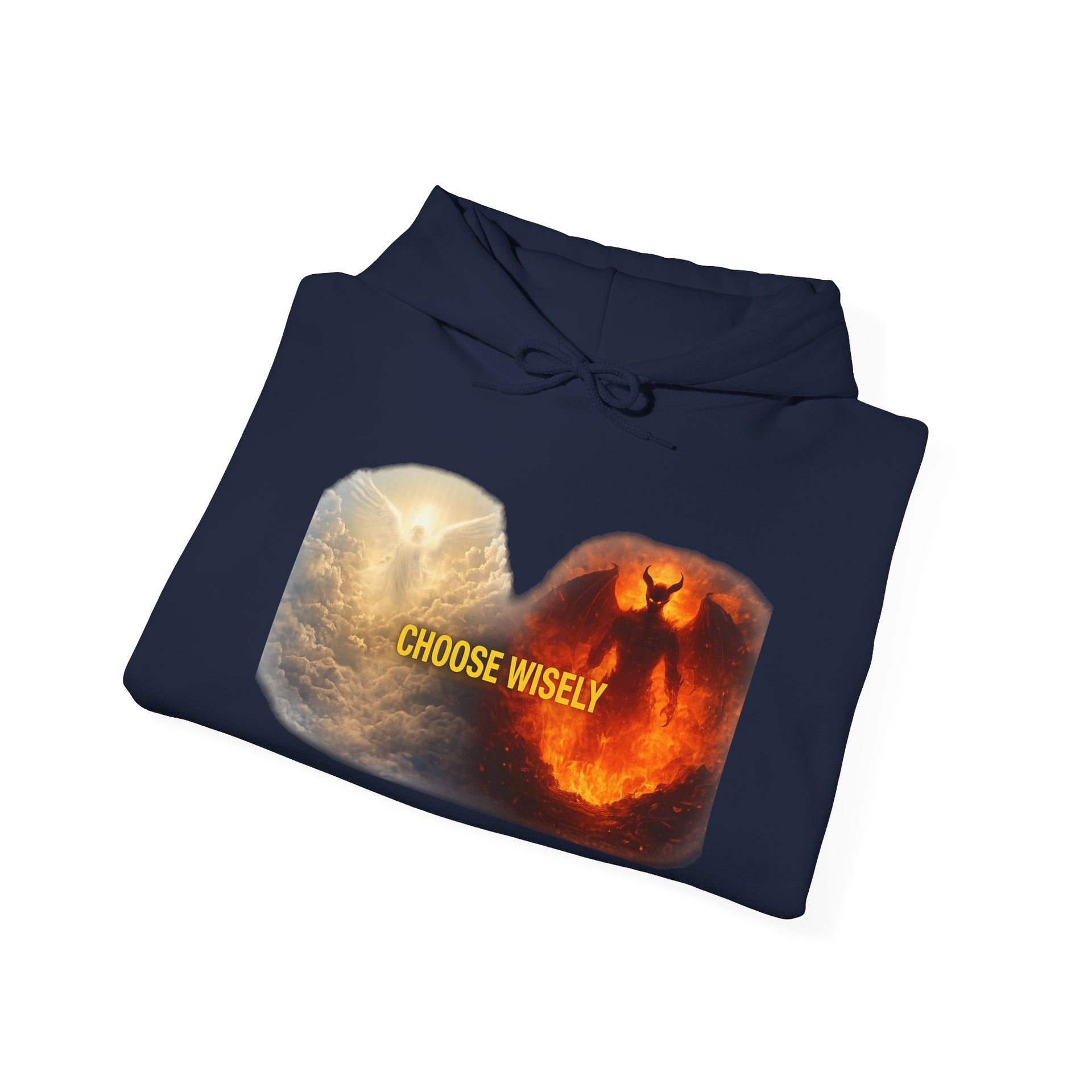 Hoodie — Choose Wisely Angel vs Demon Graphic Pullover