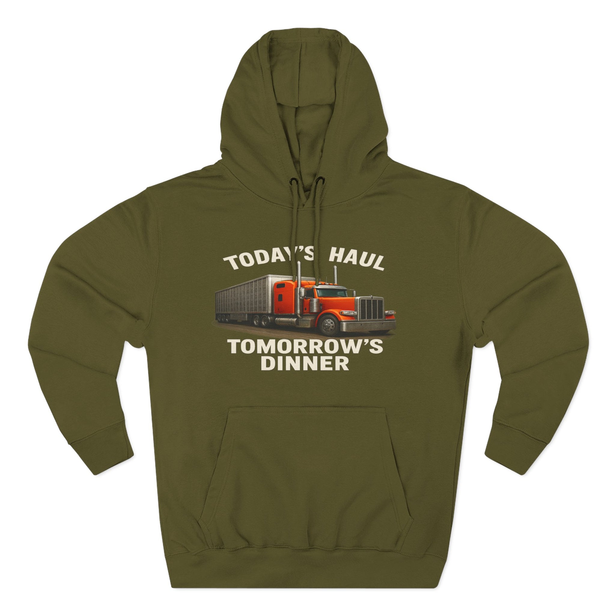 Trucker Hoodie — “Today's Haul, Tomorrow's Dinner” Graphic Pullover