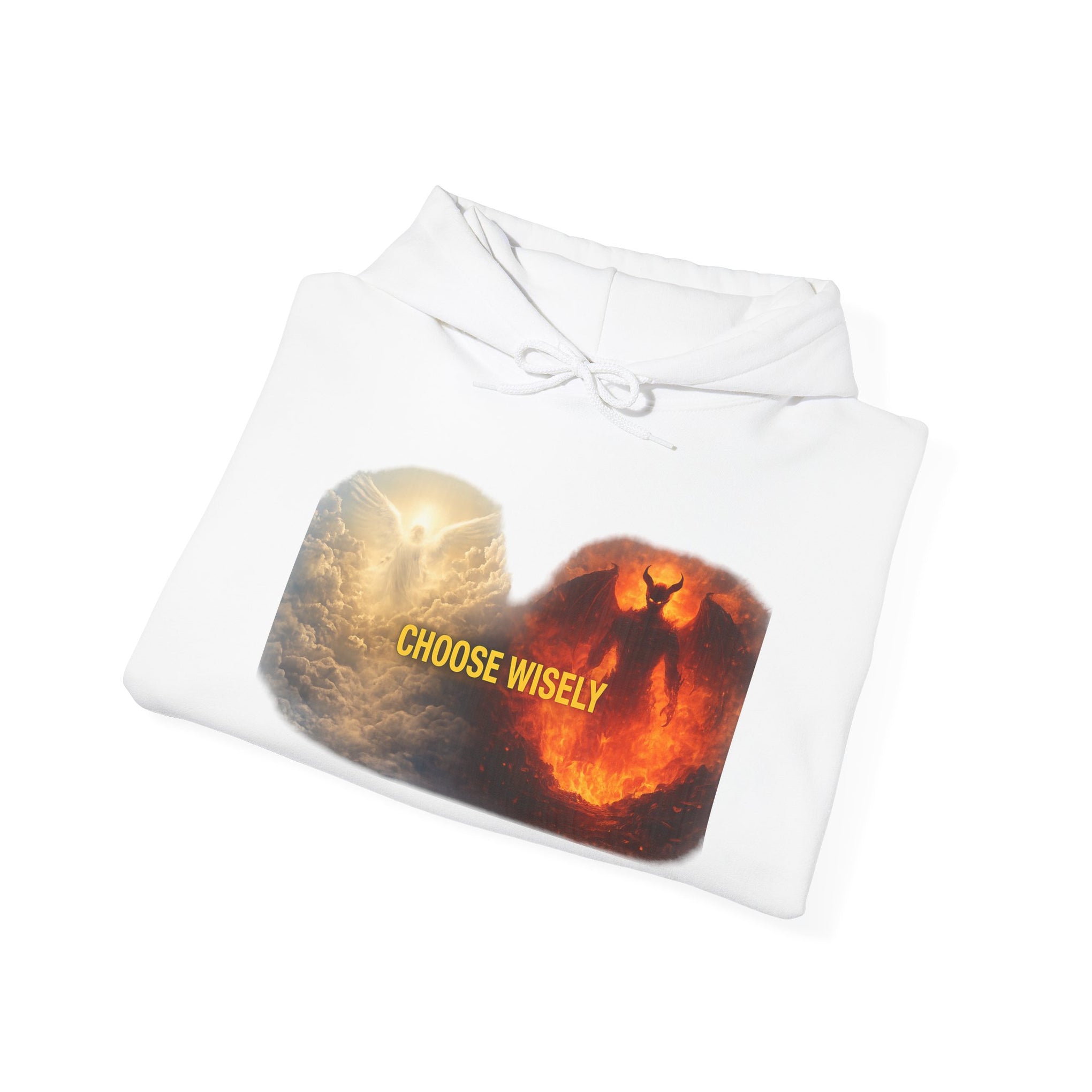 Hoodie — Choose Wisely Angel vs Demon Graphic Pullover