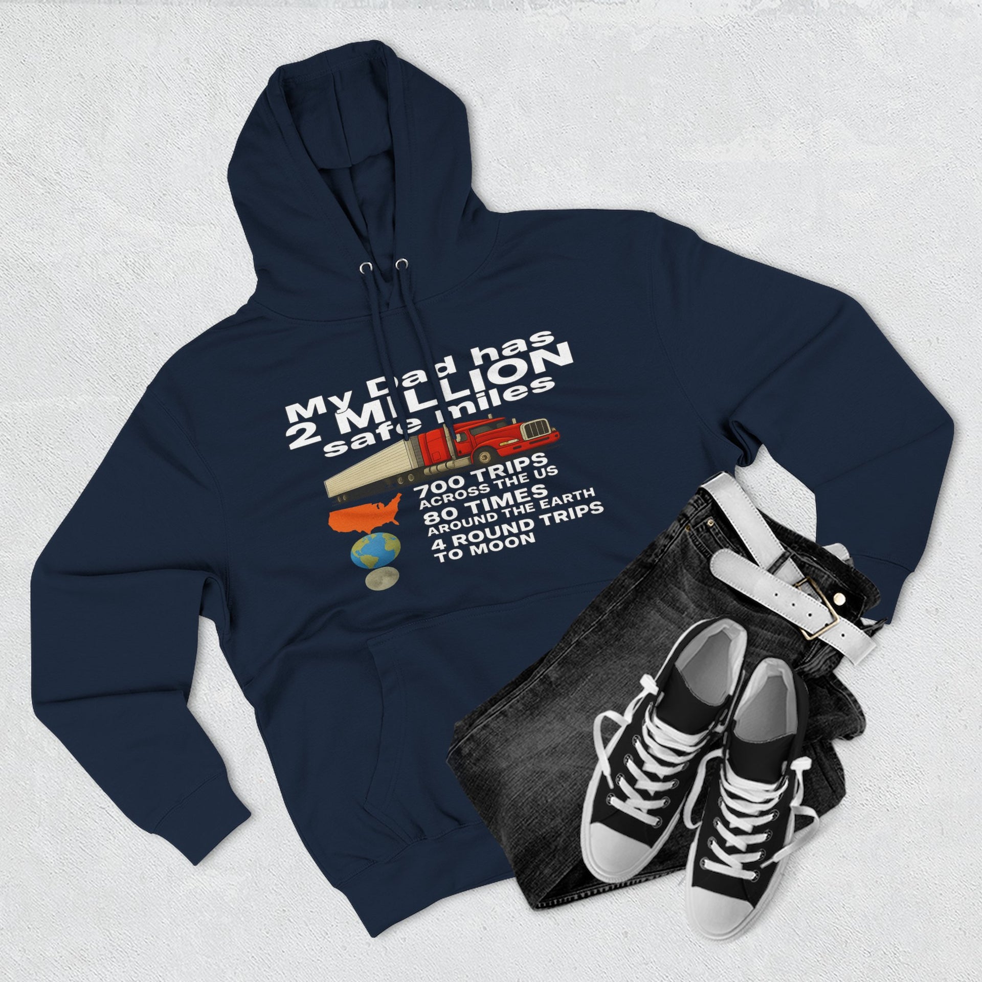 Dad 2 Million Safe Miles Three-Panel Fleece Hoodie