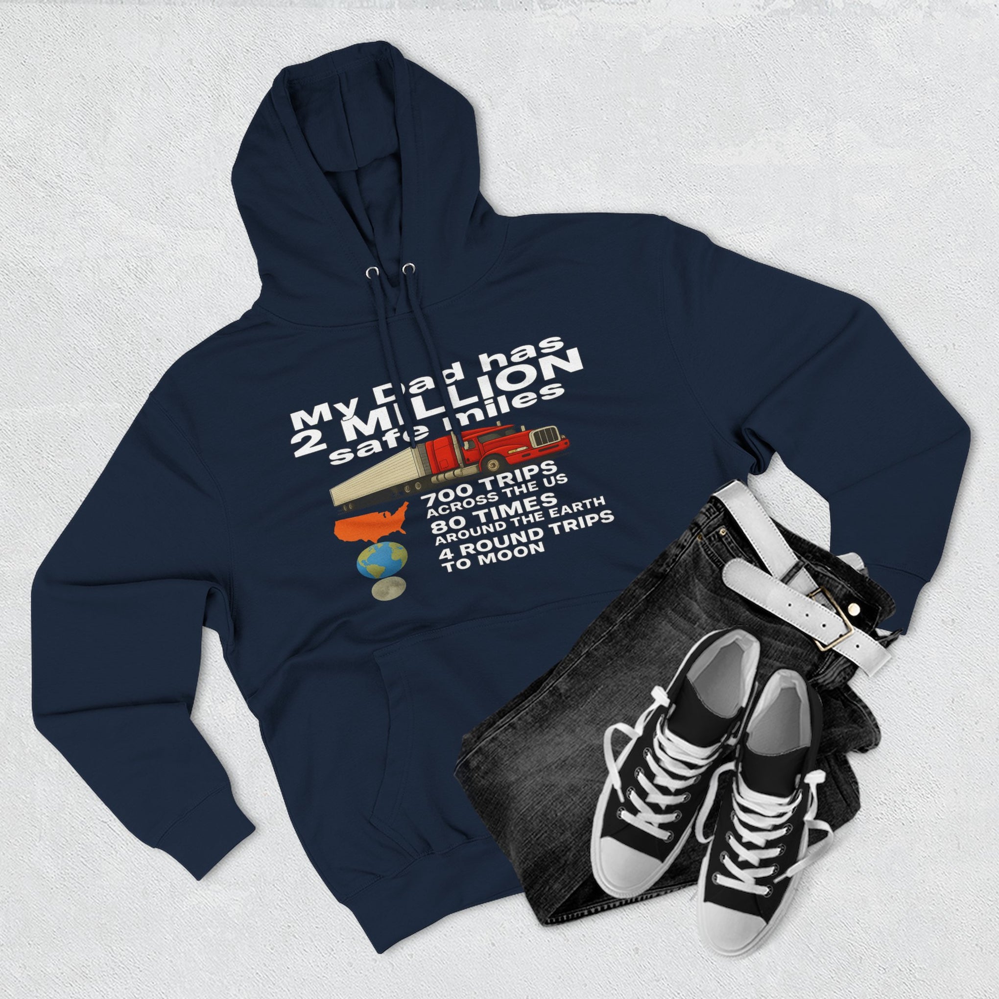 Dad 2 Million Safe Miles Three-Panel Fleece Hoodie