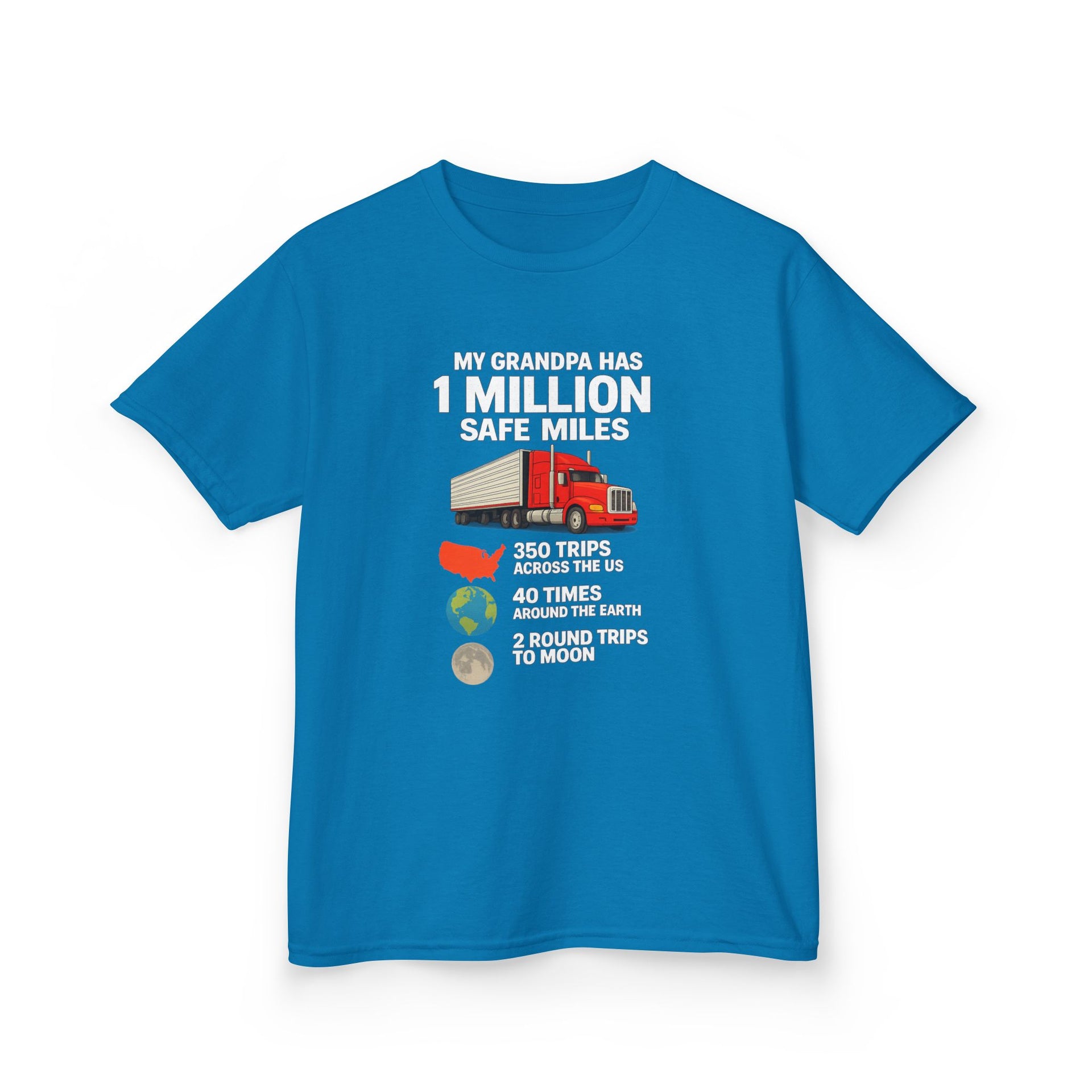 Kids Truck Tee — My Grampa has 1 Million Safe Miles (Red Semi Graphic)