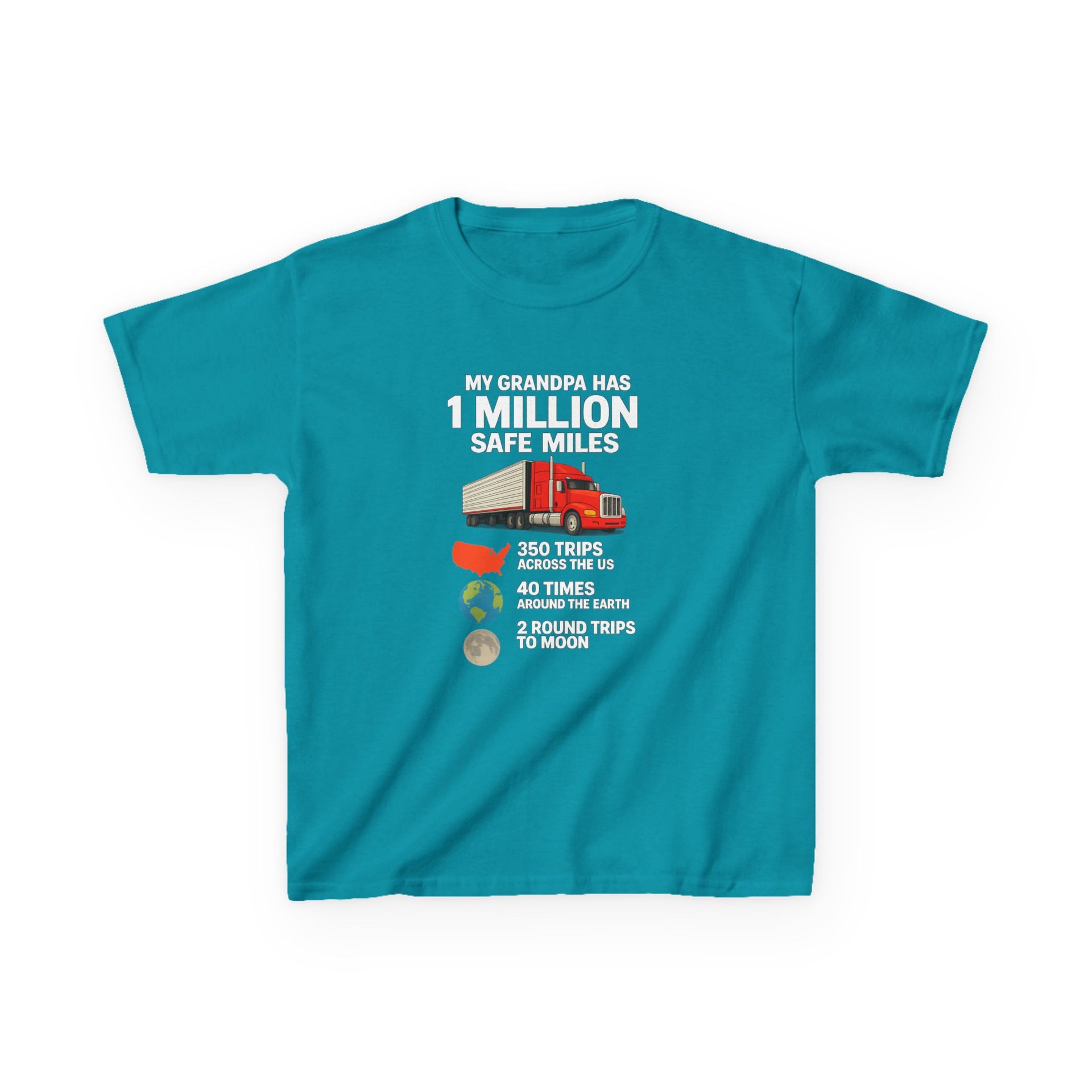Kids Truck Tee — My Grampa has 1 Million Safe Miles (Red Semi Graphic)