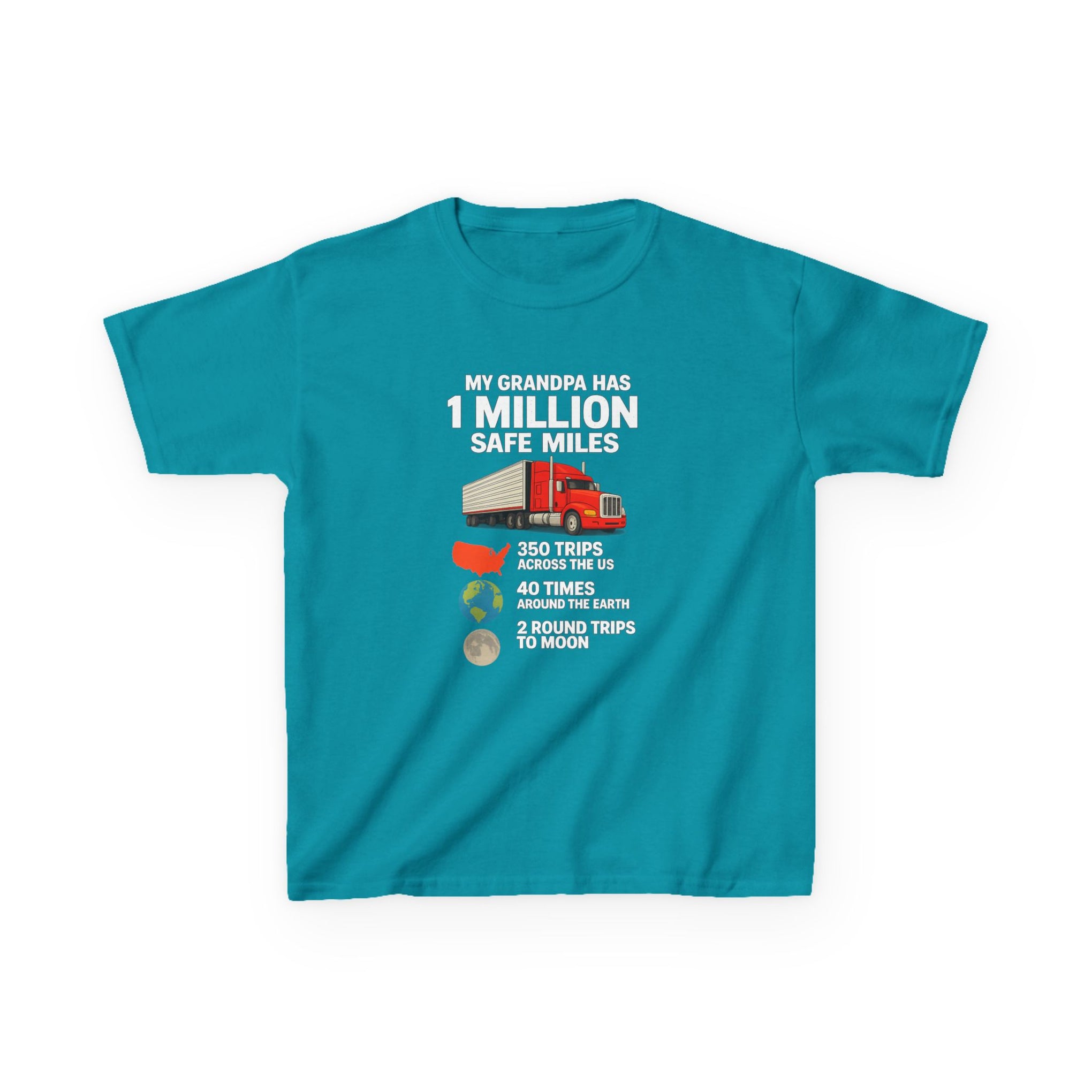 Kids Truck Tee — My Grampa has 1 Million Safe Miles (Red Semi Graphic)