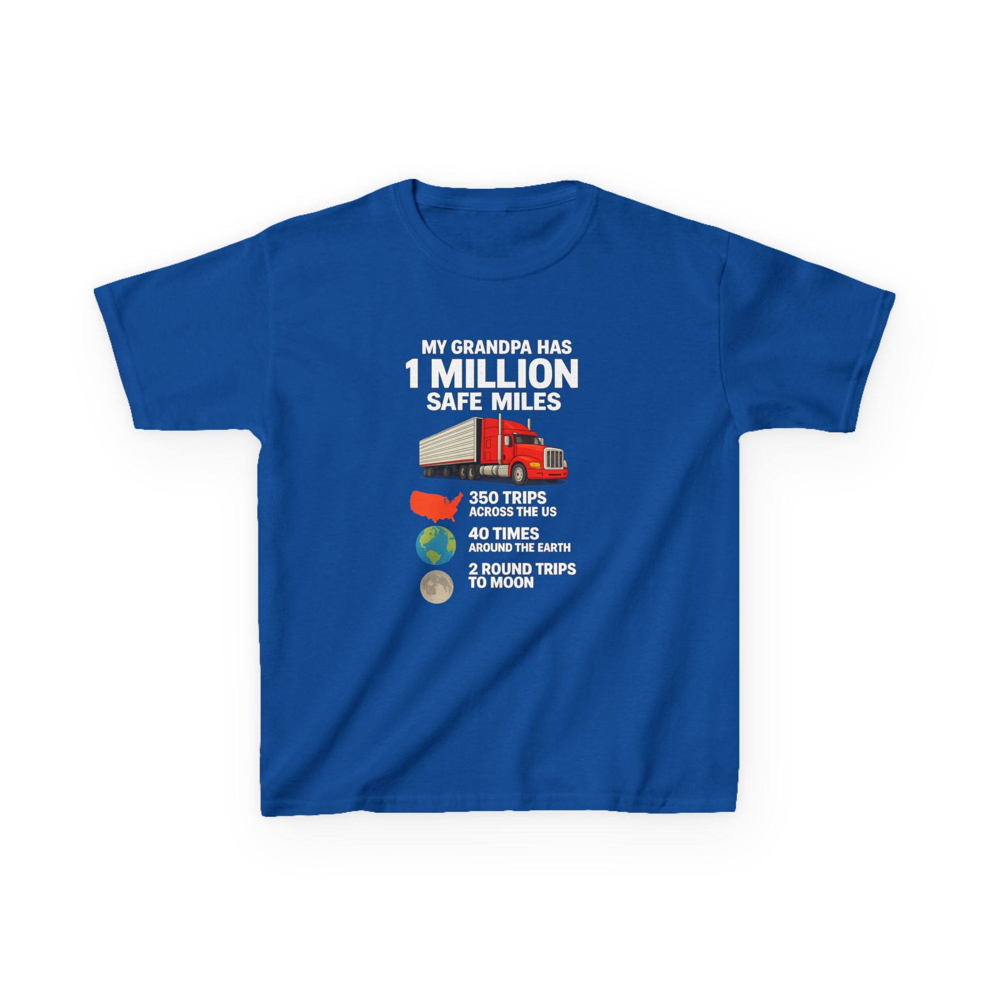 Kids Truck Tee — My Grampa has 1 Million Safe Miles (Red Semi Graphic)