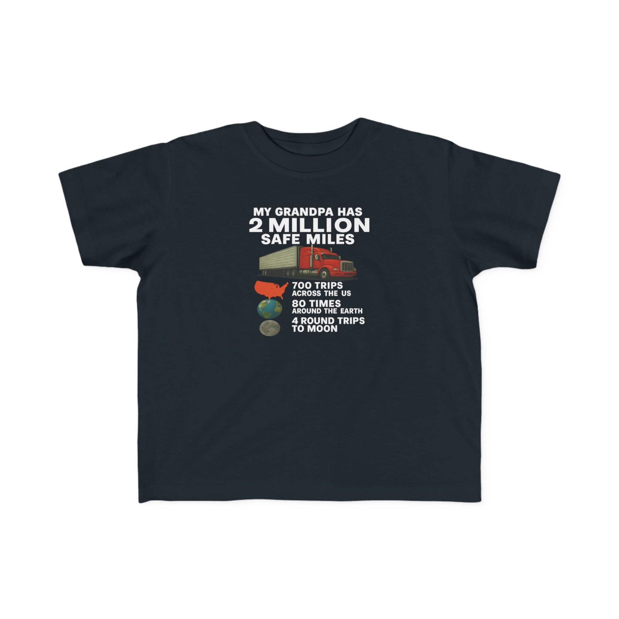 My Grampa has 2 million safe miles— Cute Red Semi Truck Design for Little Kids