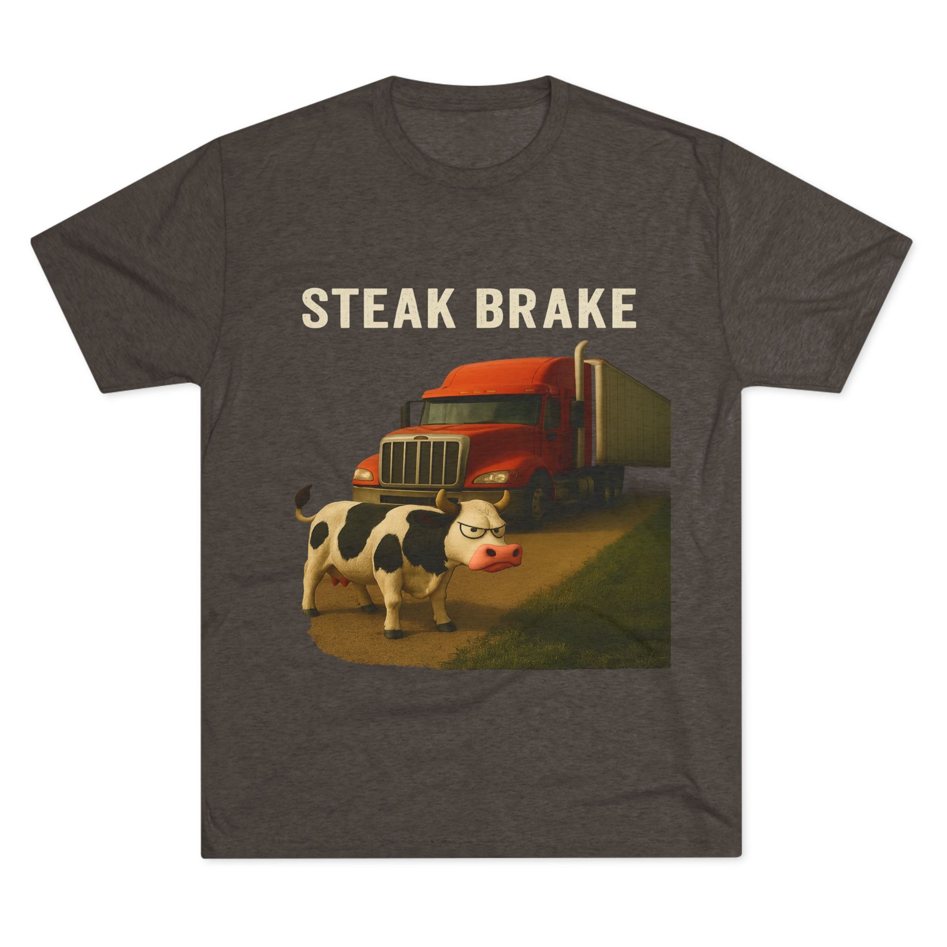 Steak Brake Tee – Funny Cow & Big Rig Truck Graphic Shirt
