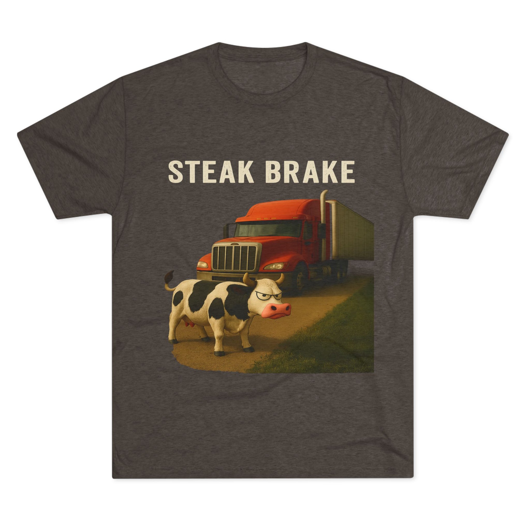 Steak Brake Tee – Funny Cow & Big Rig Truck Graphic Shirt