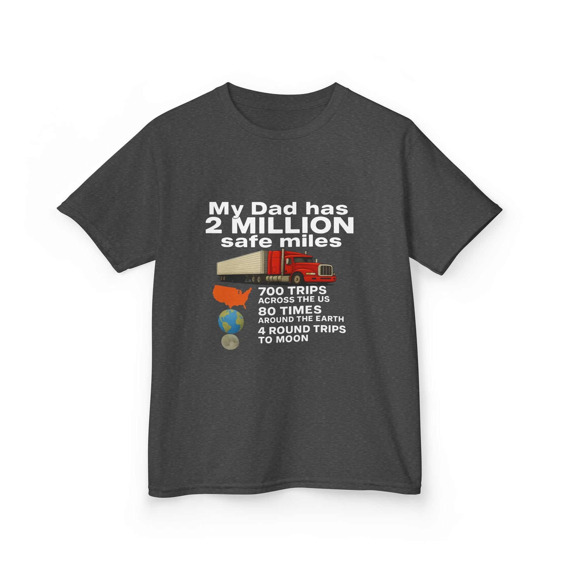 Kids Tee — "My Dad Has 2 Million Safe Miles" Funny Road Trip Travel Shirt