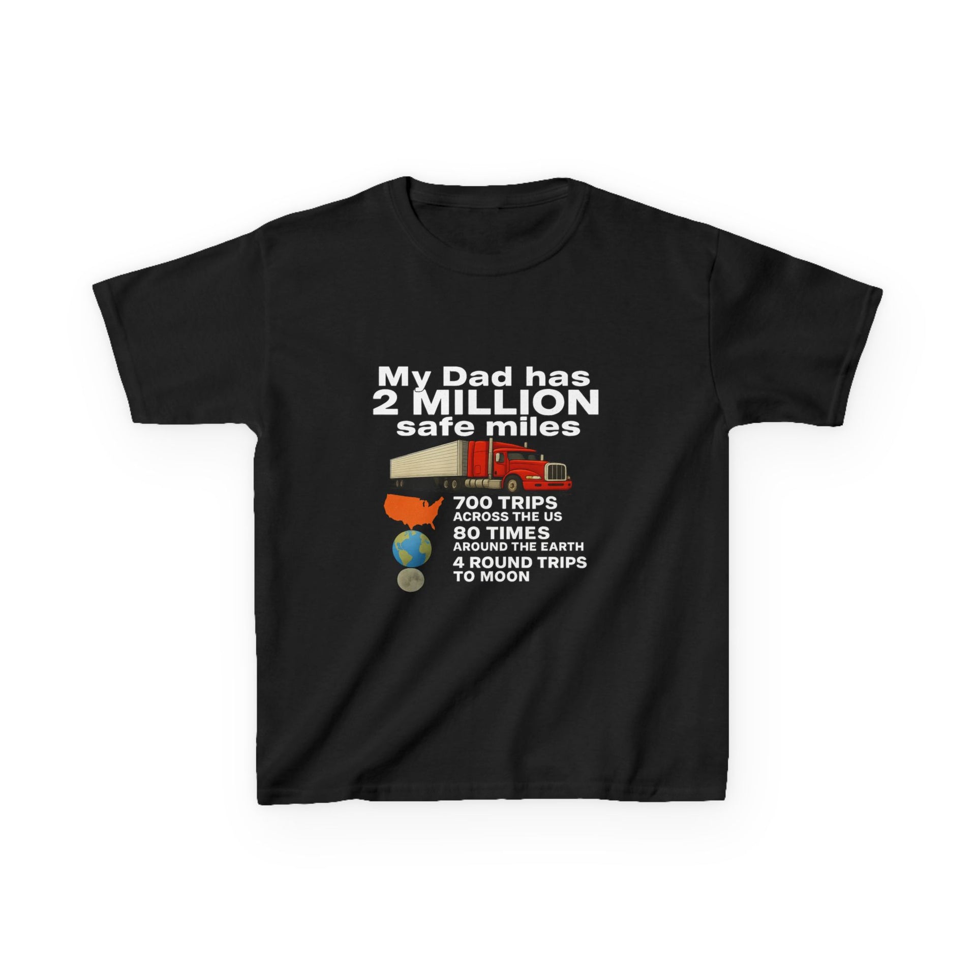 Kids Tee — "My Dad Has 2 Million Safe Miles" Funny Road Trip Travel Shirt