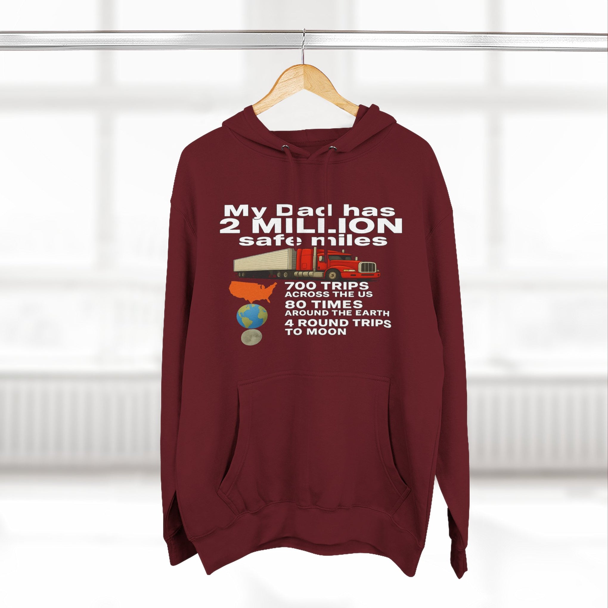 Dad 2 Million Safe Miles Three-Panel Fleece Hoodie