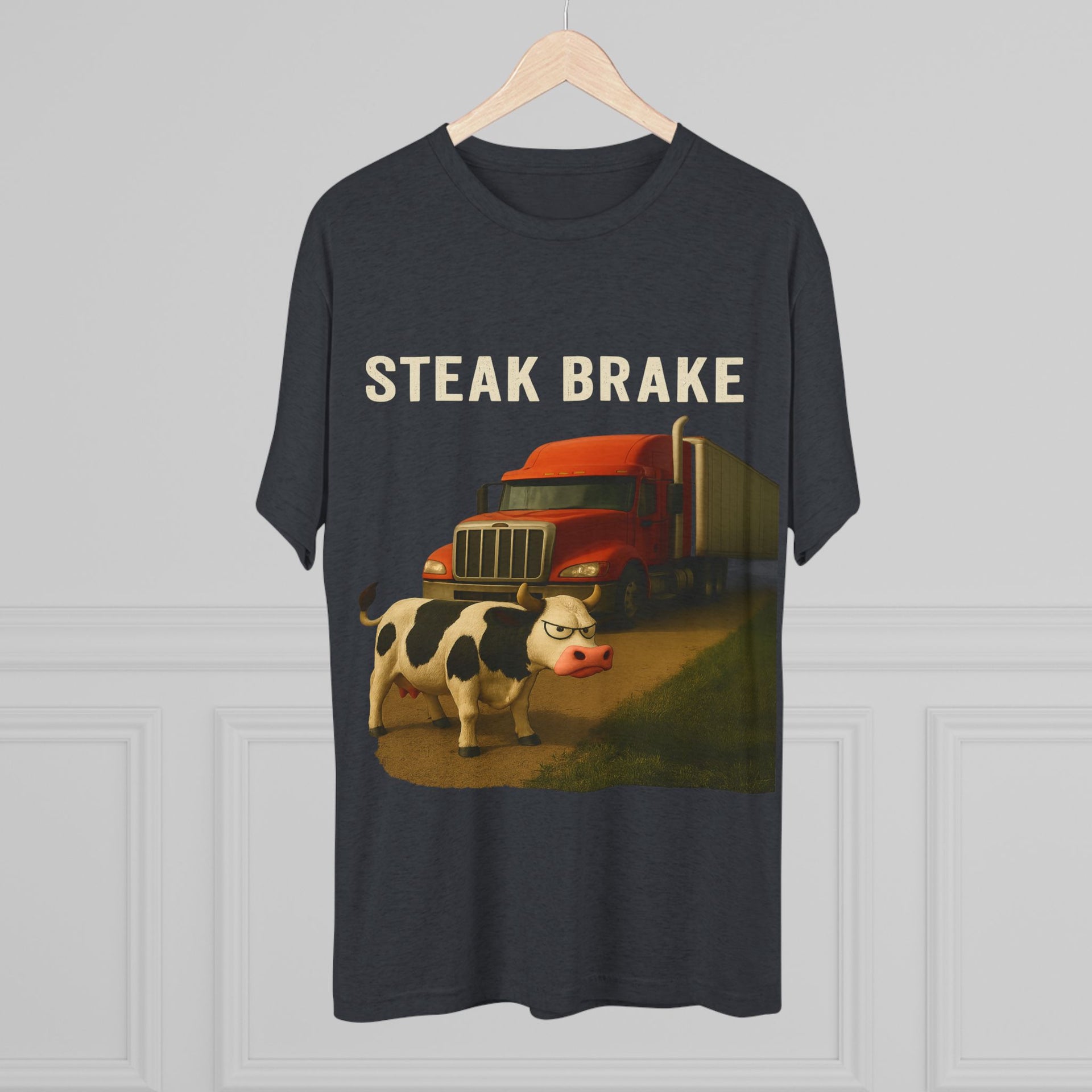 Steak Brake Tee – Funny Cow & Big Rig Truck Graphic Shirt
