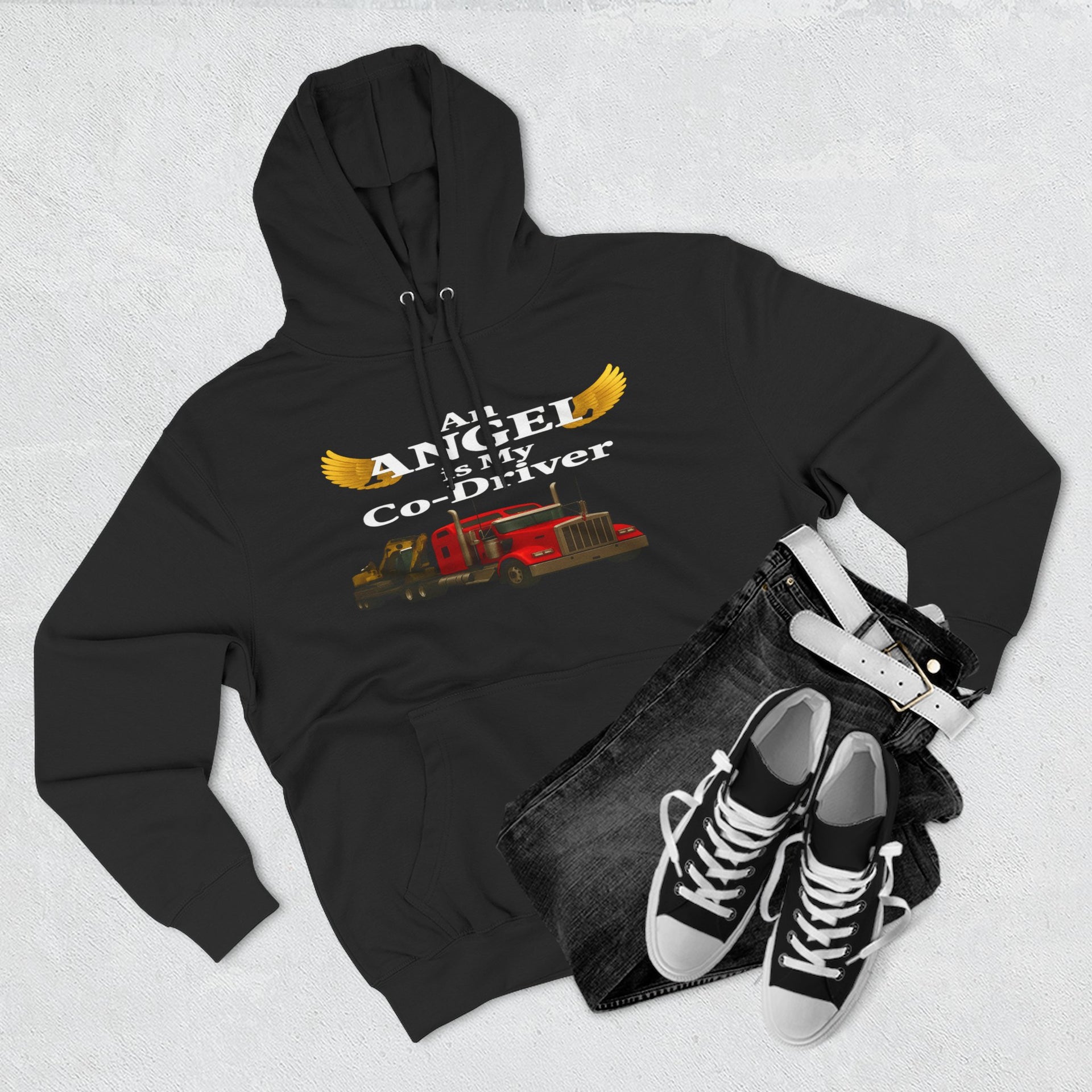 Flatbed "Angel is my co-driver" Three-Panel Fleece Hoodie