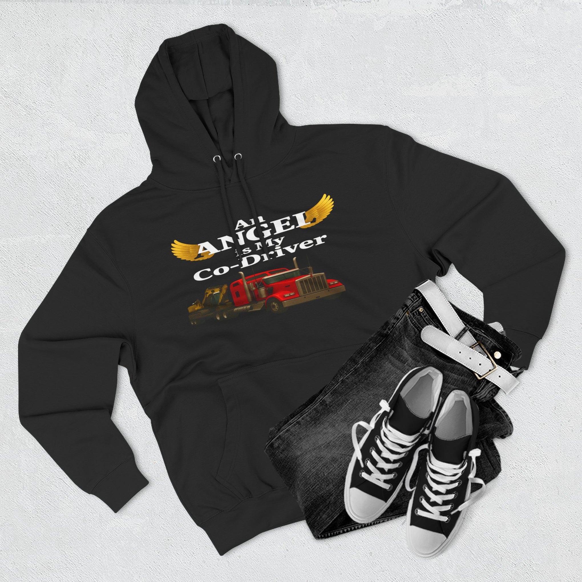 Flatbed "Angel is my co-driver" Three-Panel Fleece Hoodie