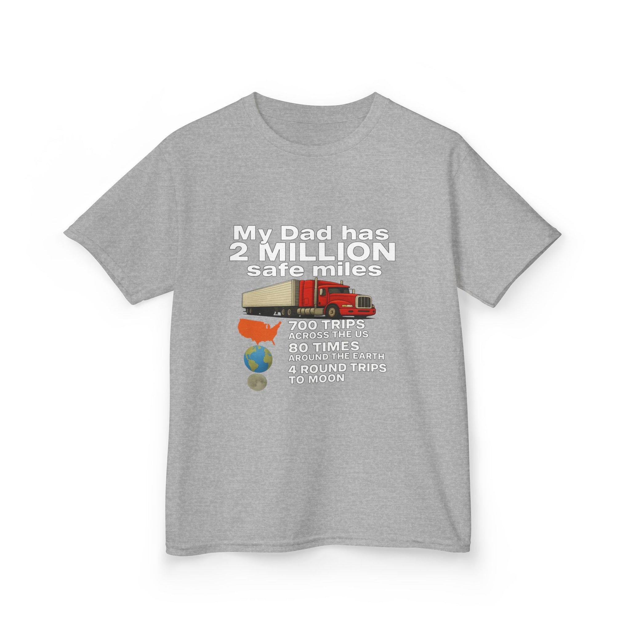 Kids Tee — "My Dad Has 2 Million Safe Miles" Funny Road Trip Travel Shirt