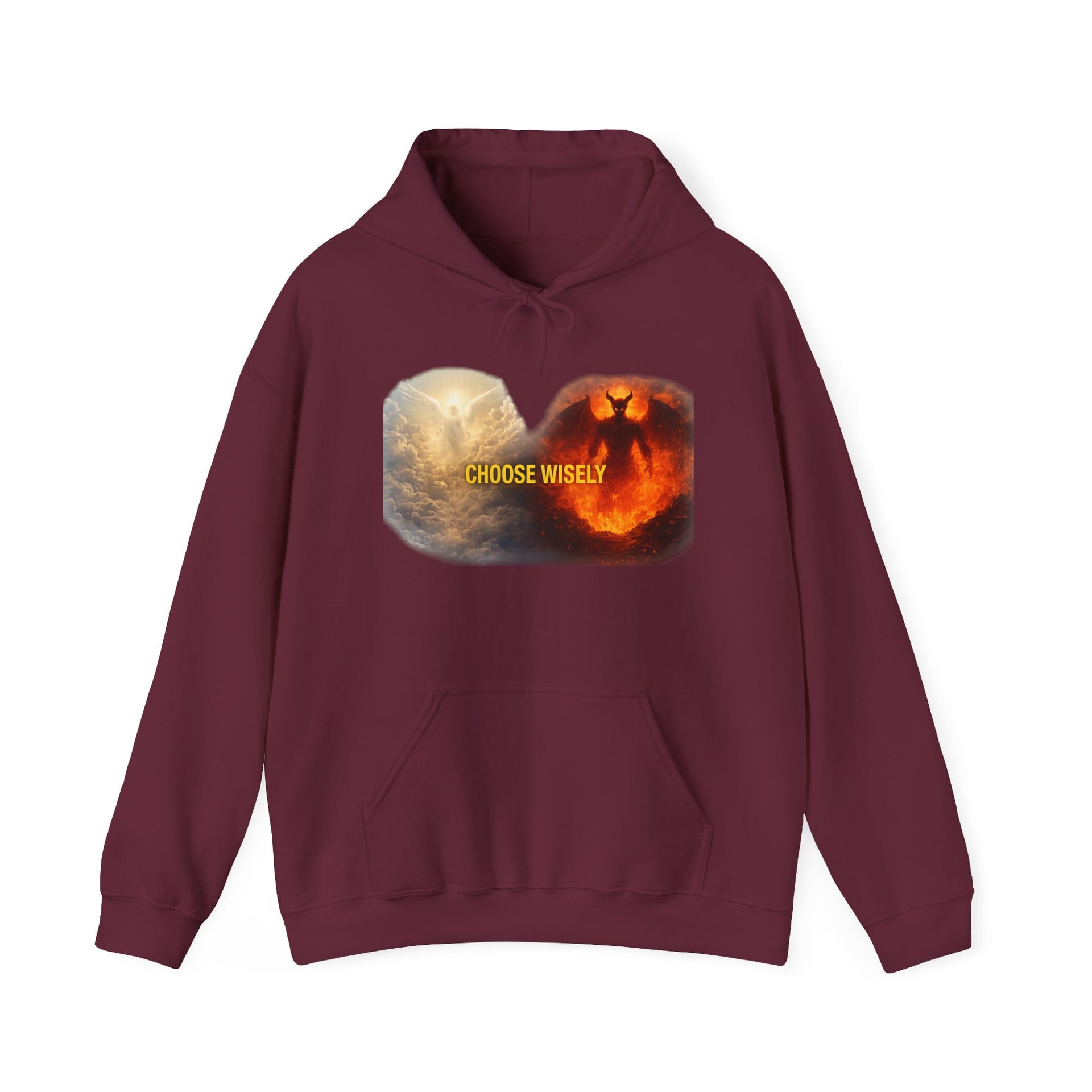 Hoodie — Choose Wisely Angel vs Demon Graphic Pullover