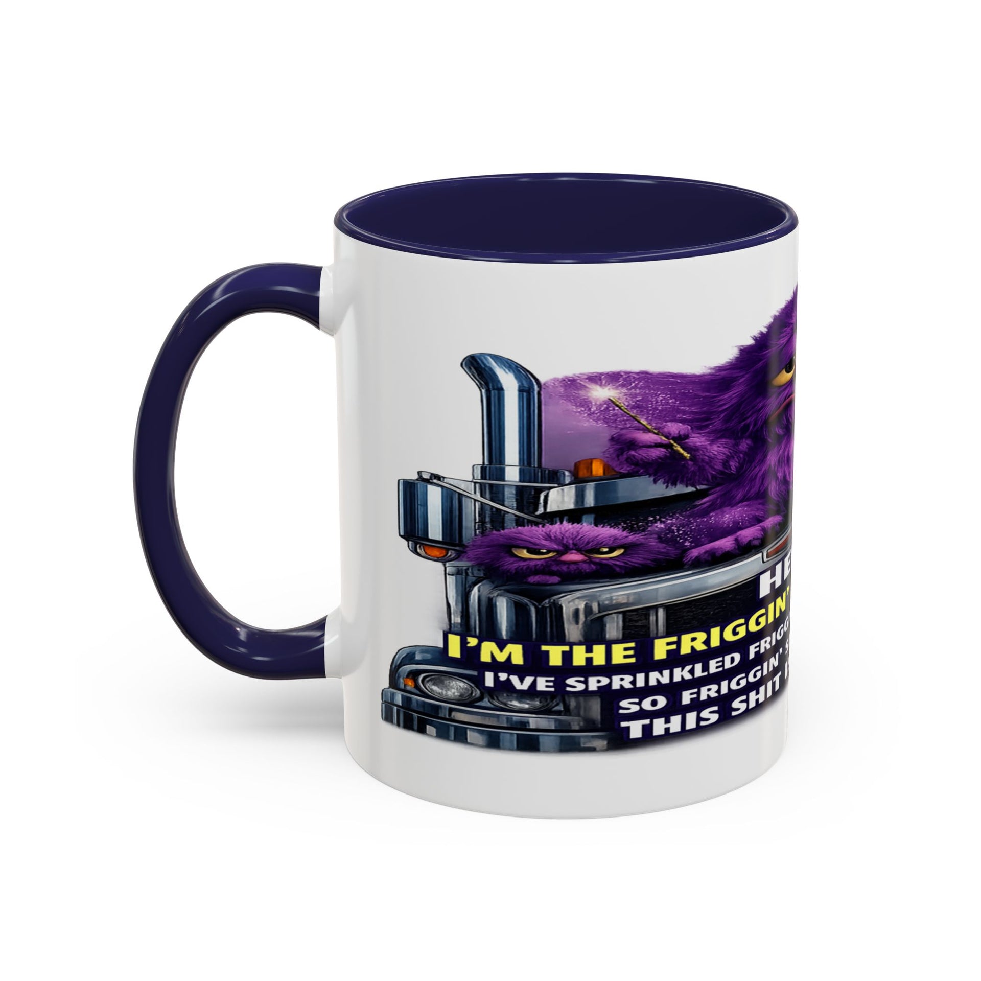 Purple Grumpy Monster Coffee Mug – Funny Truck Driver Gift (11oz & 15oz)