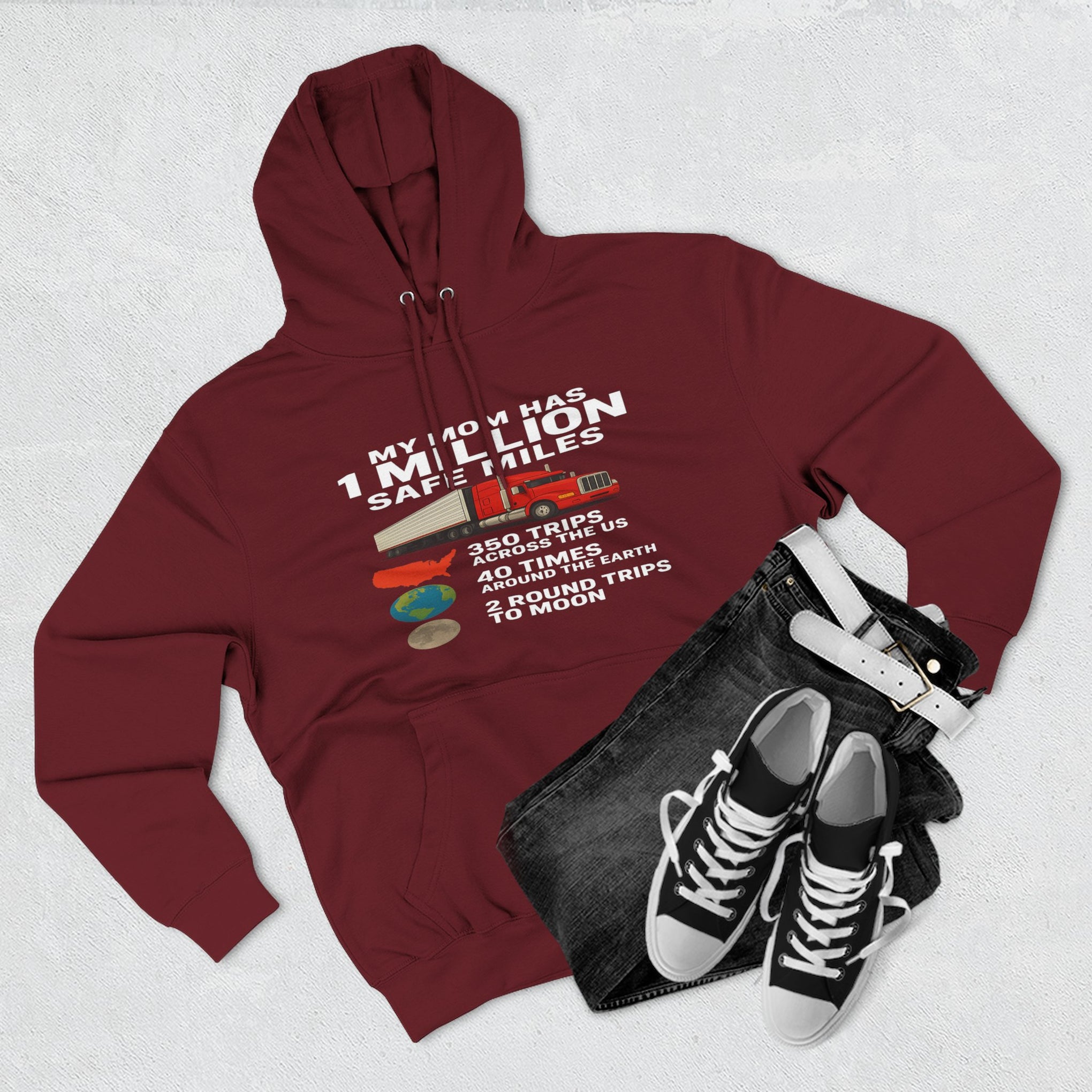 My MOM has 1 million safe miles Three-Panel Fleece Hoodie