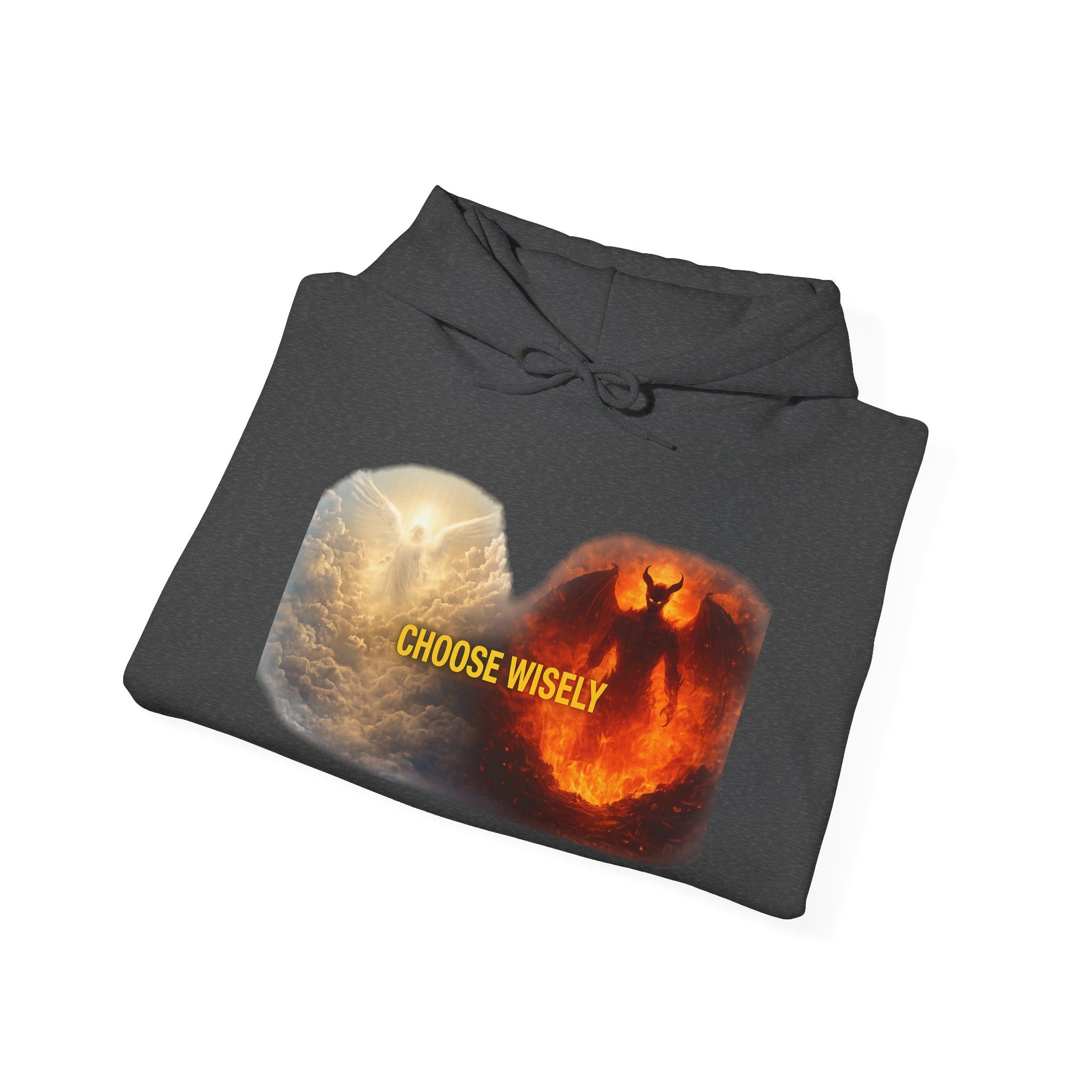 Hoodie — Choose Wisely Angel vs Demon Graphic Pullover