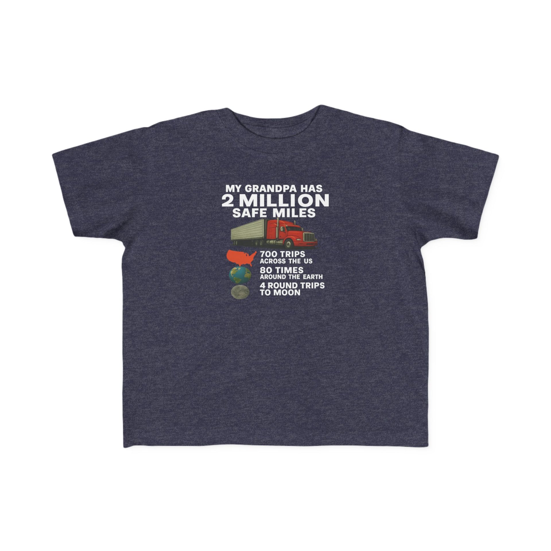 My Grampa has 2 million safe miles— Cute Red Semi Truck Design for Little Kids