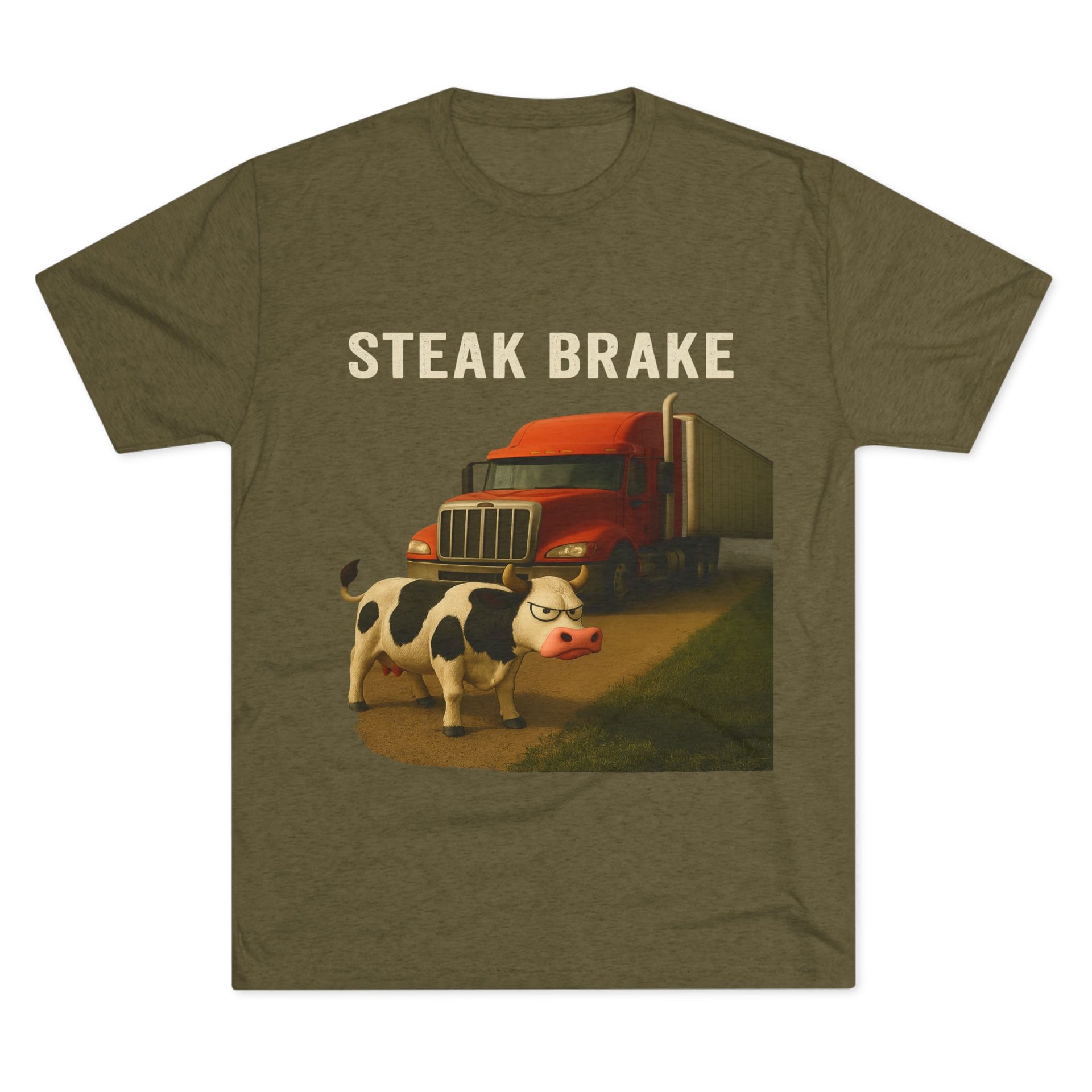 Steak Brake Tee – Funny Cow & Big Rig Truck Graphic Shirt
