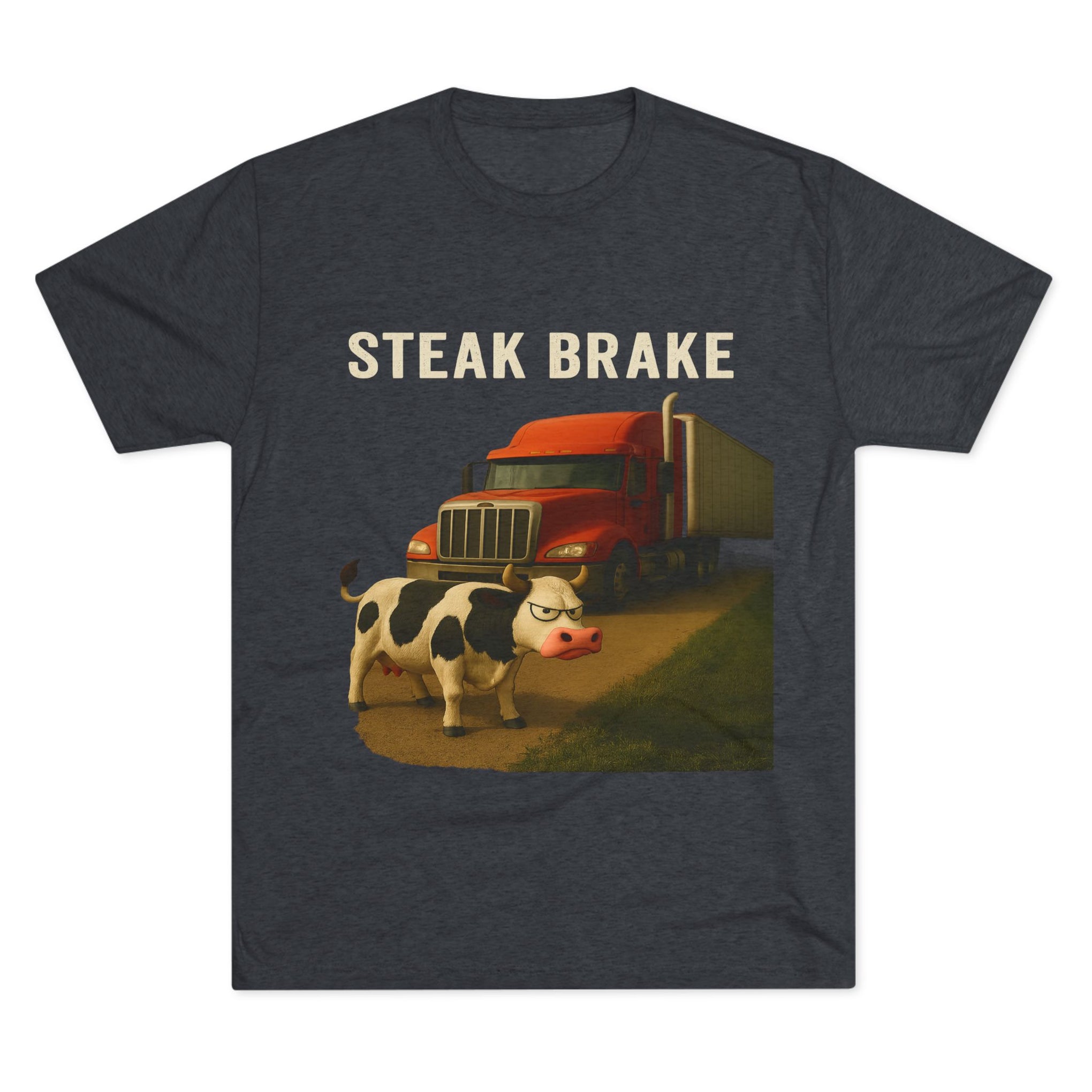 Steak Brake Tee – Funny Cow & Big Rig Truck Graphic Shirt