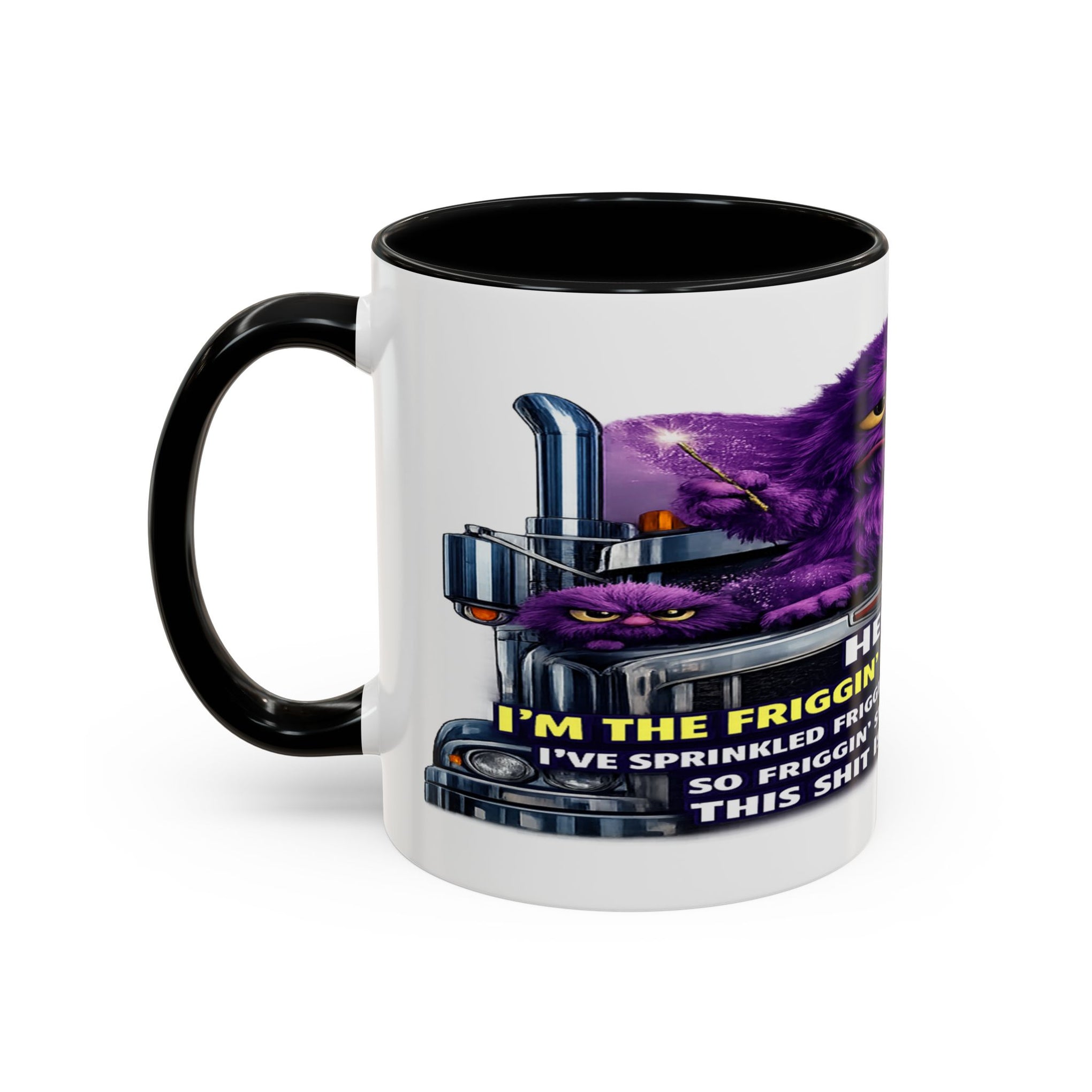 Purple Grumpy Monster Coffee Mug – Funny Truck Driver Gift (11oz & 15oz)