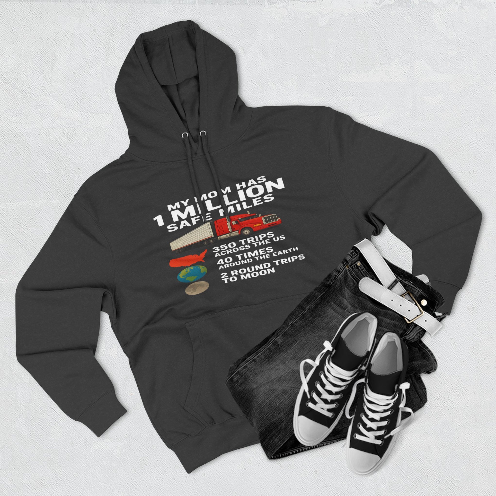 My MOM has 1 million safe miles Three-Panel Fleece Hoodie