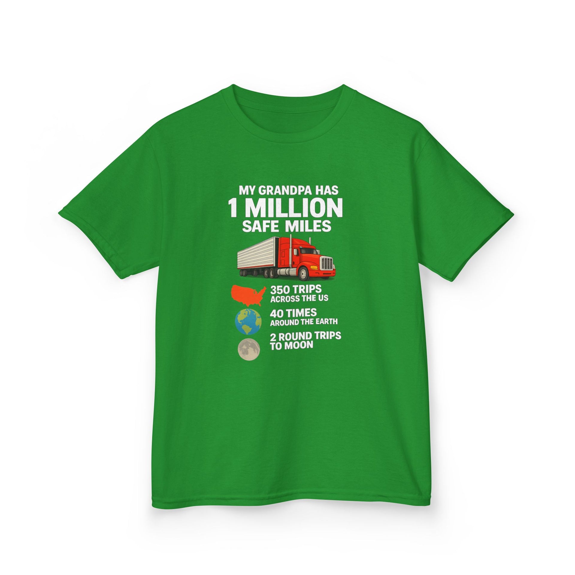 Kids Truck Tee — My Grampa has 1 Million Safe Miles (Red Semi Graphic)