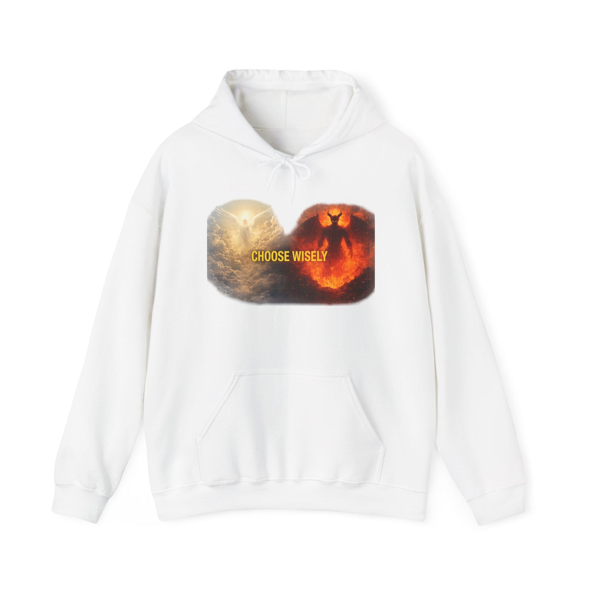 Hoodie — Choose Wisely Angel vs Demon Graphic Pullover