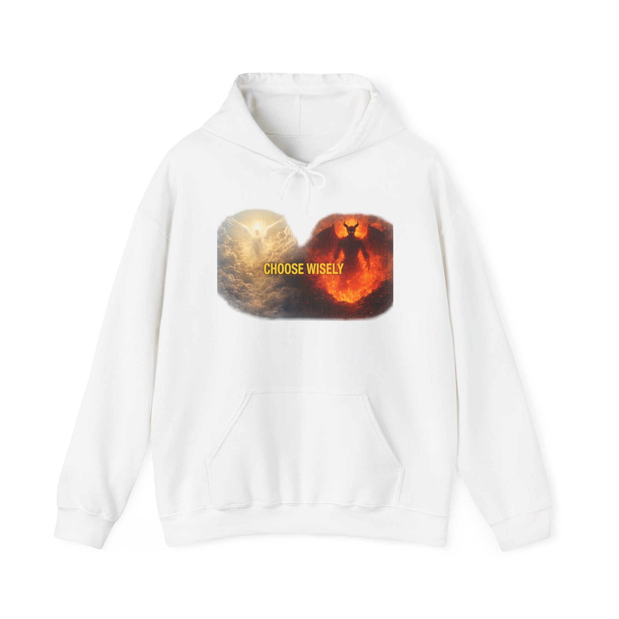 Hoodie — Choose Wisely Angel vs Demon Graphic Pullover