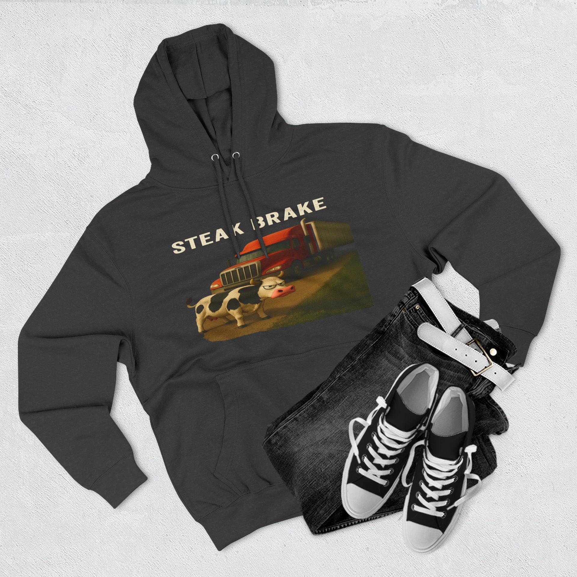 "Steak Brake" Three-Panel Fleece Hoodie