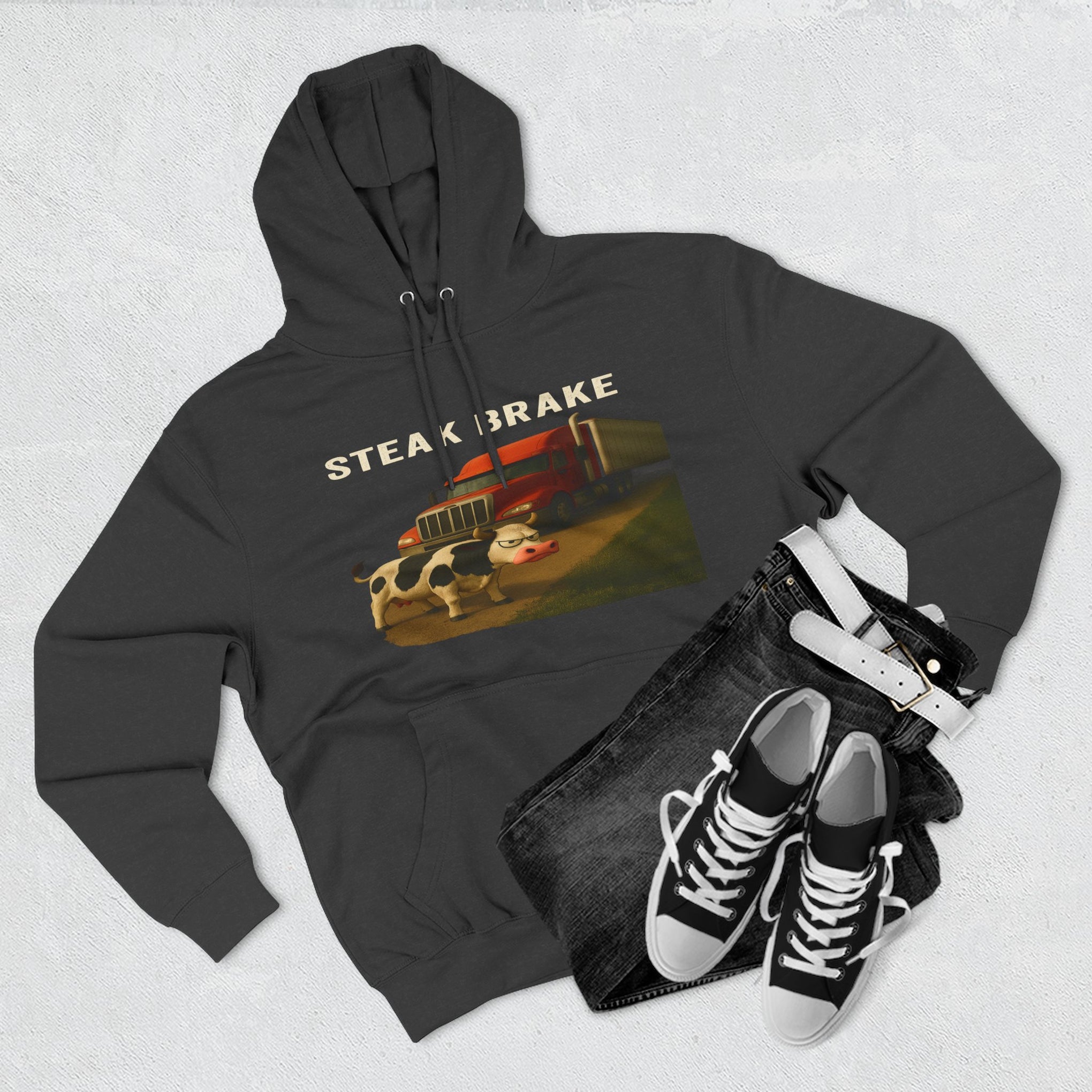 "Steak Brake" Three-Panel Fleece Hoodie