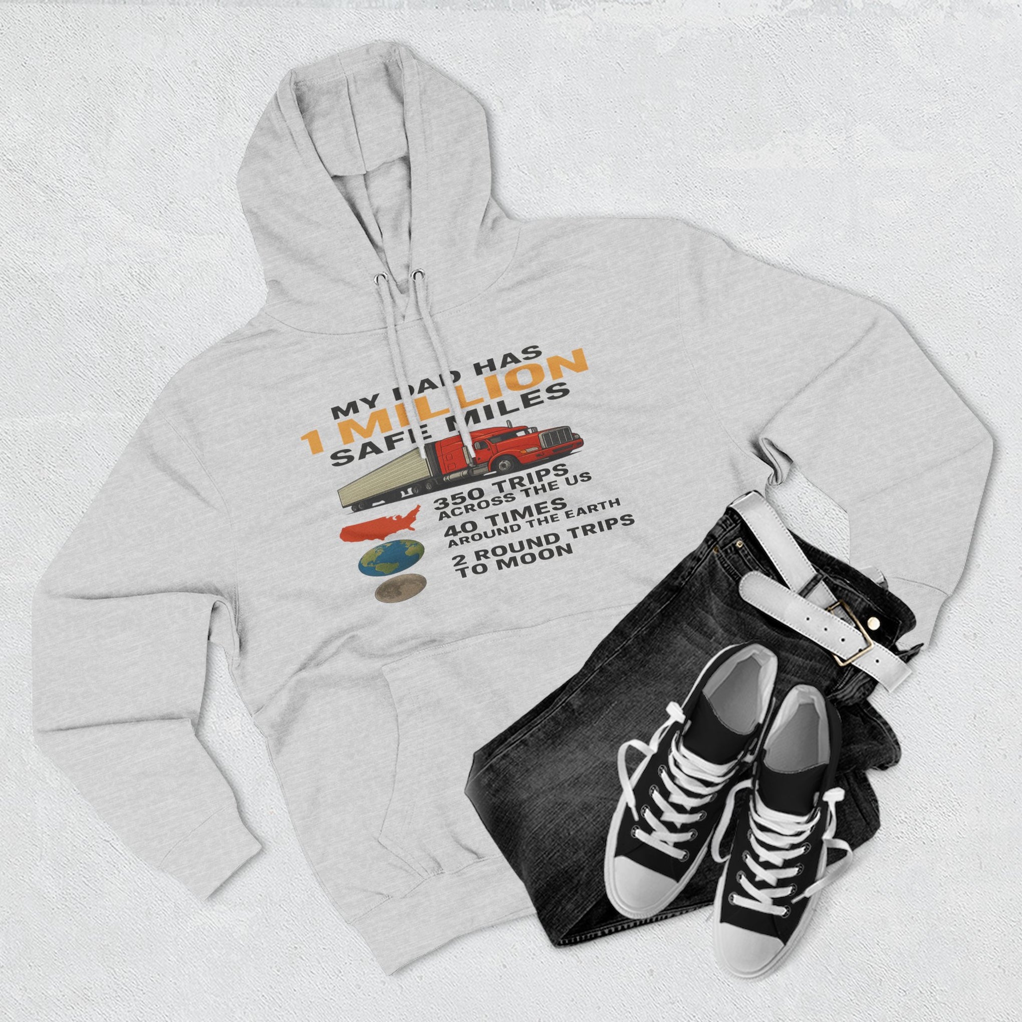 My Dad Has 1 Million Safe Miles Three-Panel Fleece Hoodie
