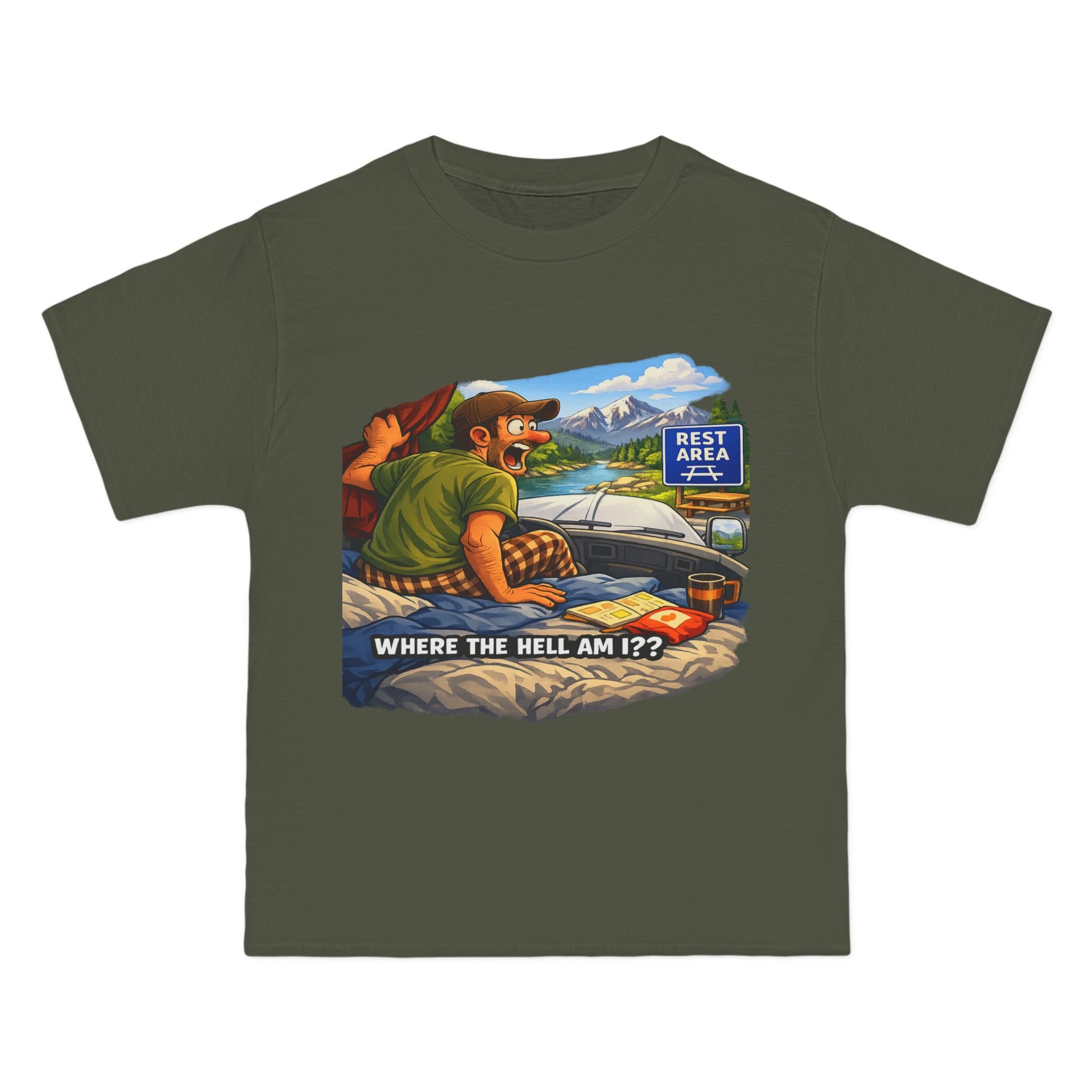 Big an Tall Graphic T-Shirt — "Where the Hell Am I??" Adventure Tee