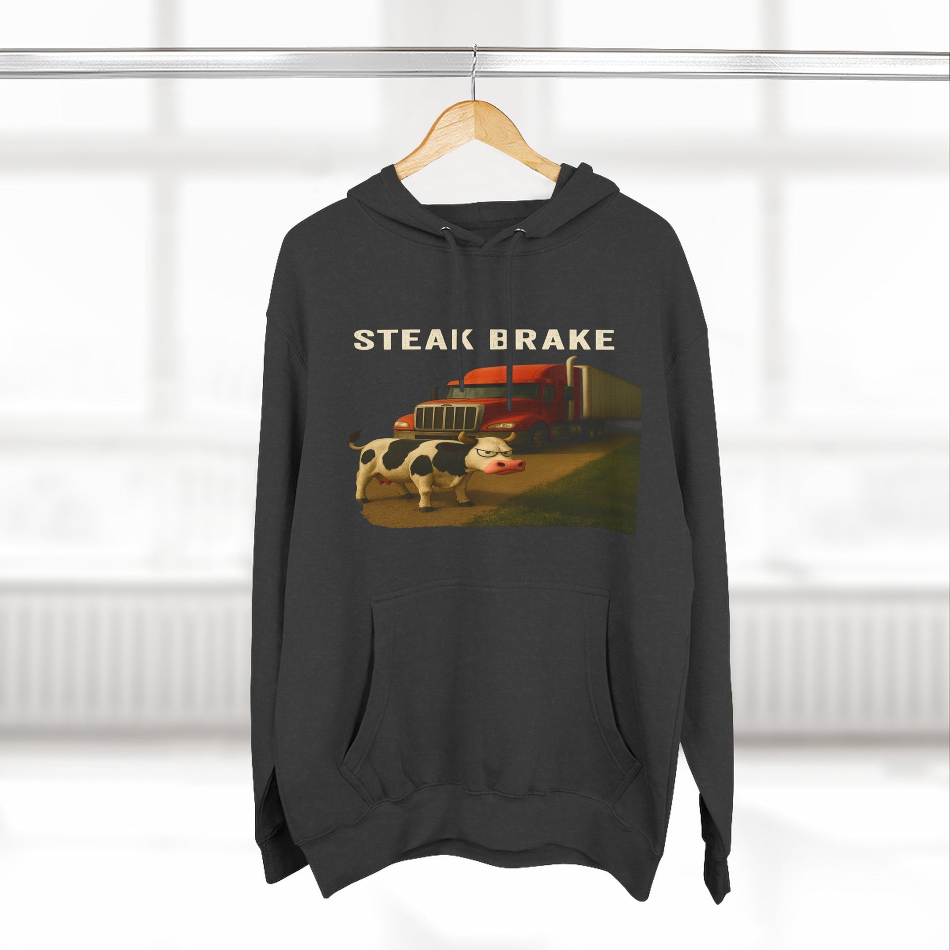 "Steak Brake" Three-Panel Fleece Hoodie