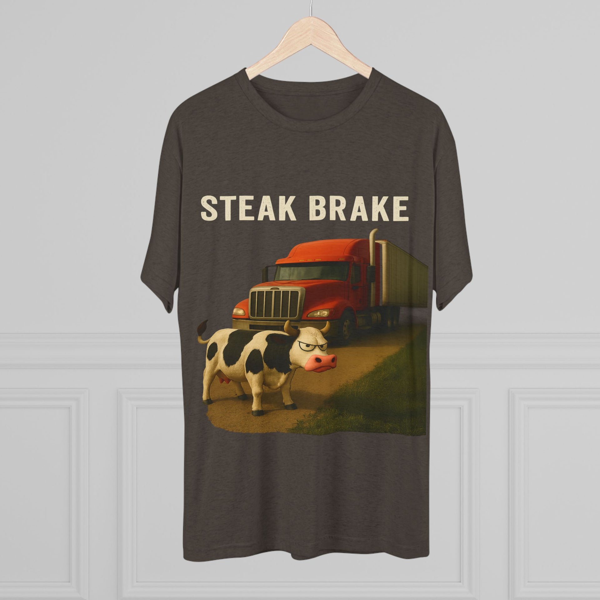 Steak Brake Tee – Funny Cow & Big Rig Truck Graphic Shirt