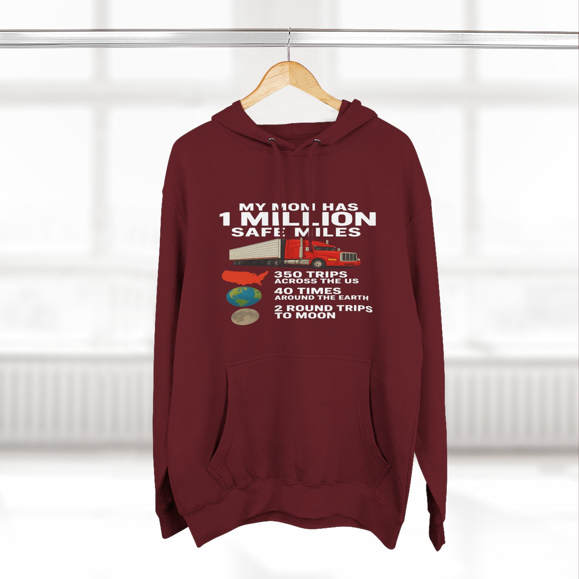 My MOM has 1 million safe miles Three-Panel Fleece Hoodie