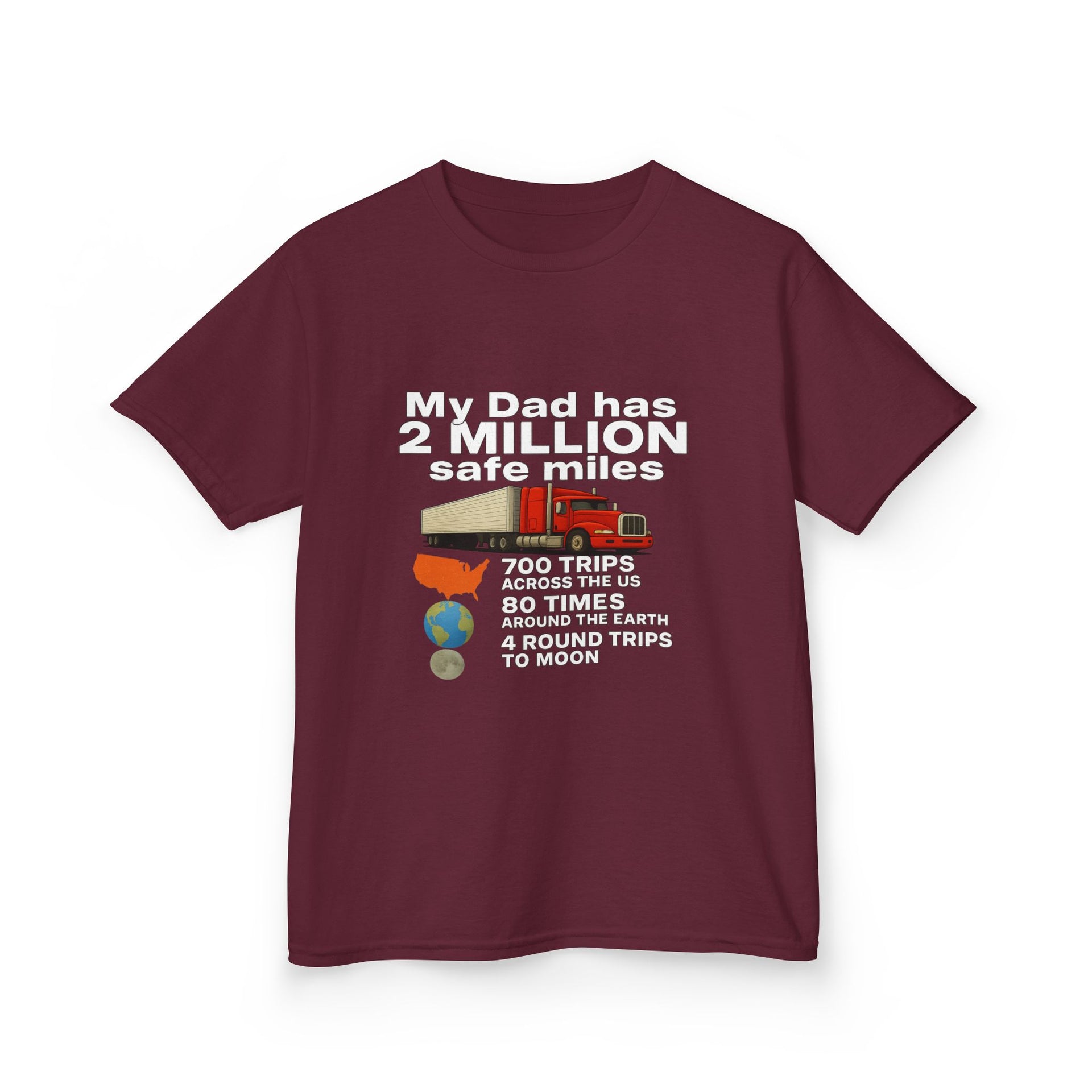 Kids Tee — "My Dad Has 2 Million Safe Miles" Funny Road Trip Travel Shirt
